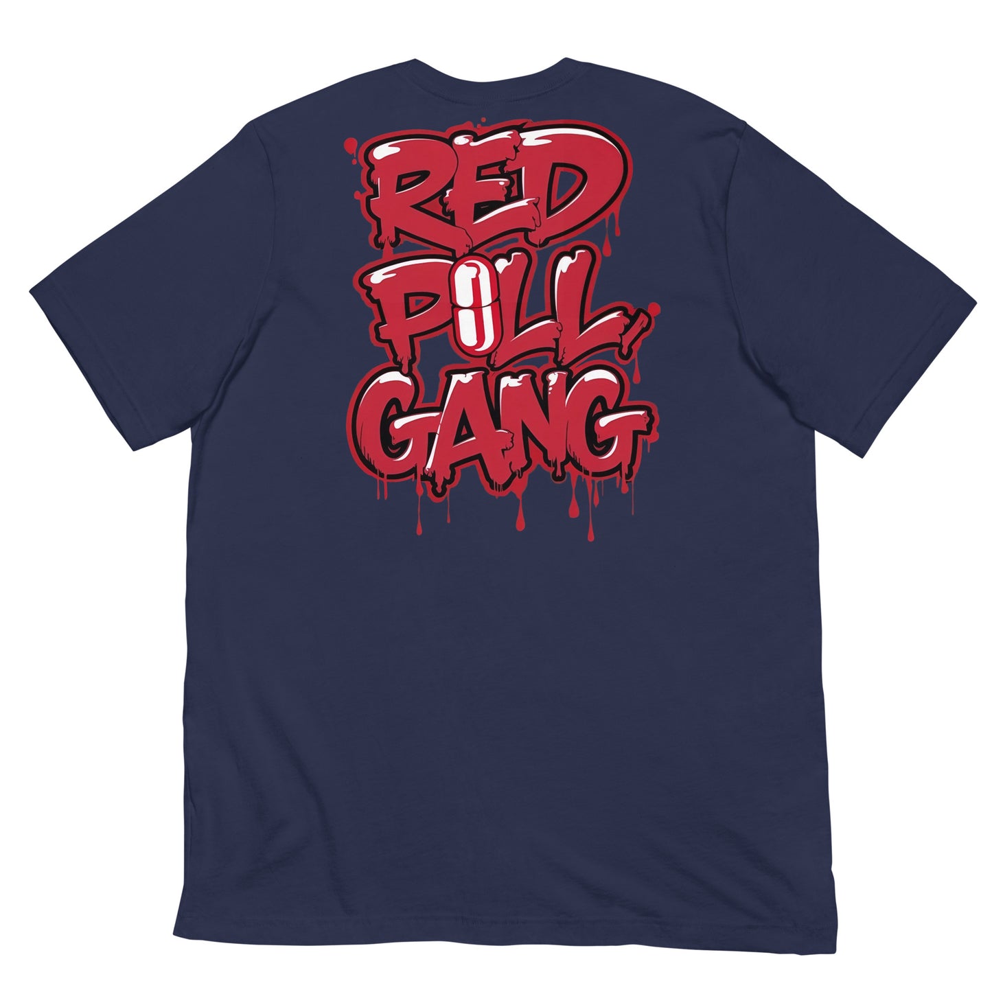 back of red pill gang tee navy B.Different Clothing graffiti street art inspired independent streetwear brand