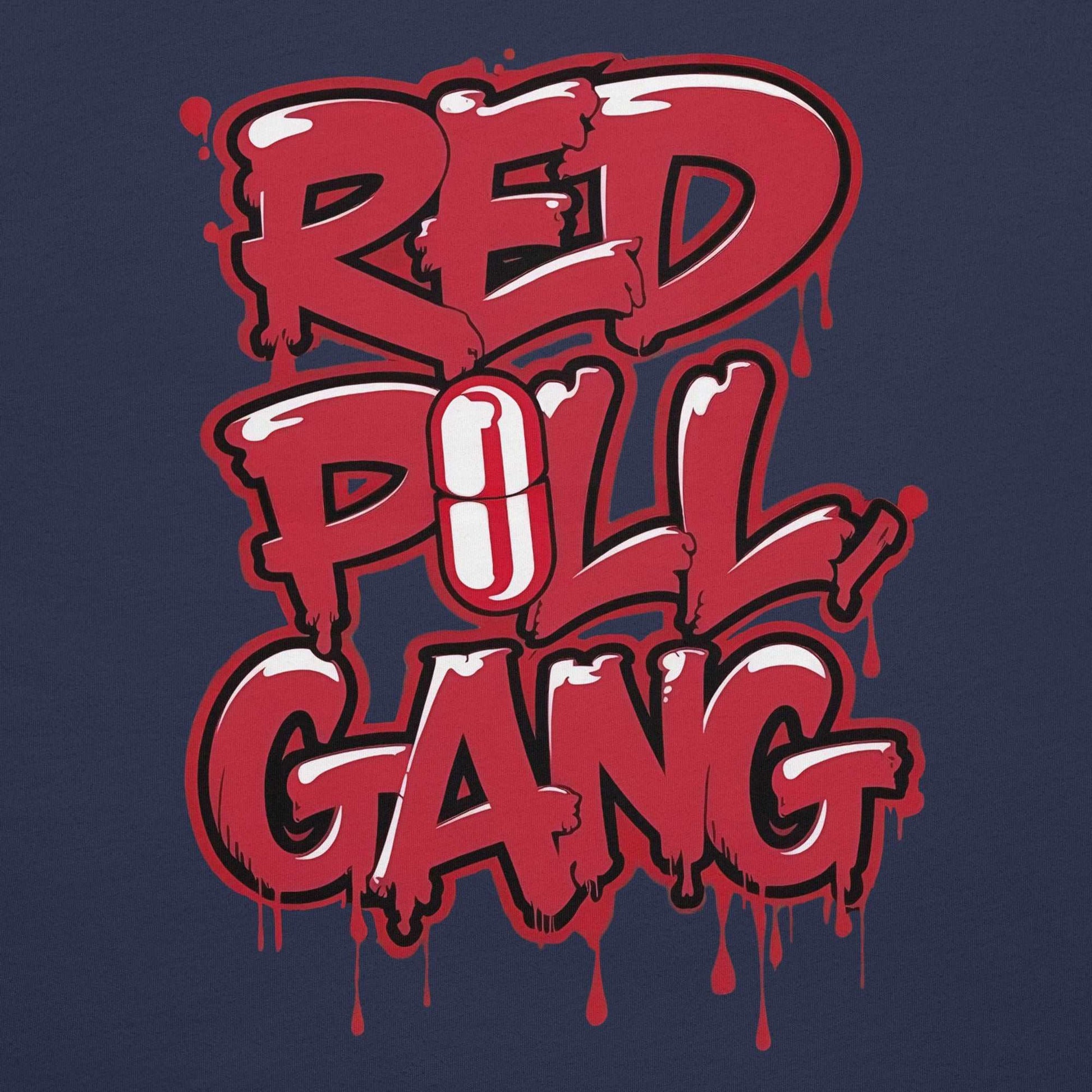 graphic of red pill gang tee navy B.Different Clothing graffiti street art inspired independent streetwear brand