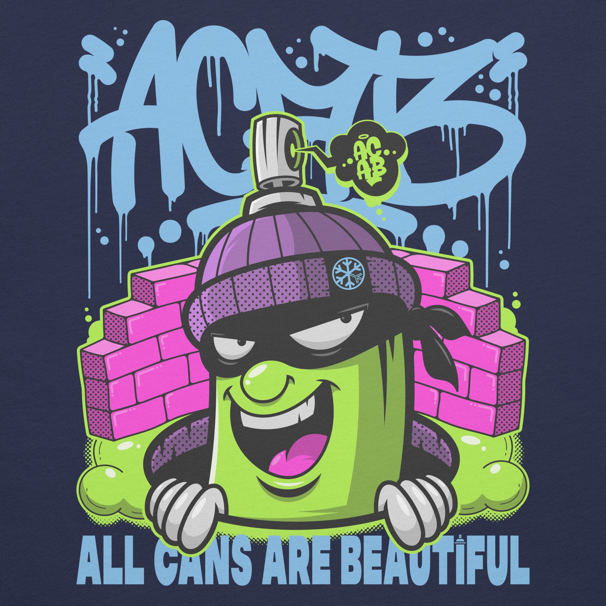 Navy-ACAB Graffiti Character Tee from B.Different Clothing, graphic, graffiti-inspired streetwear t-shirt