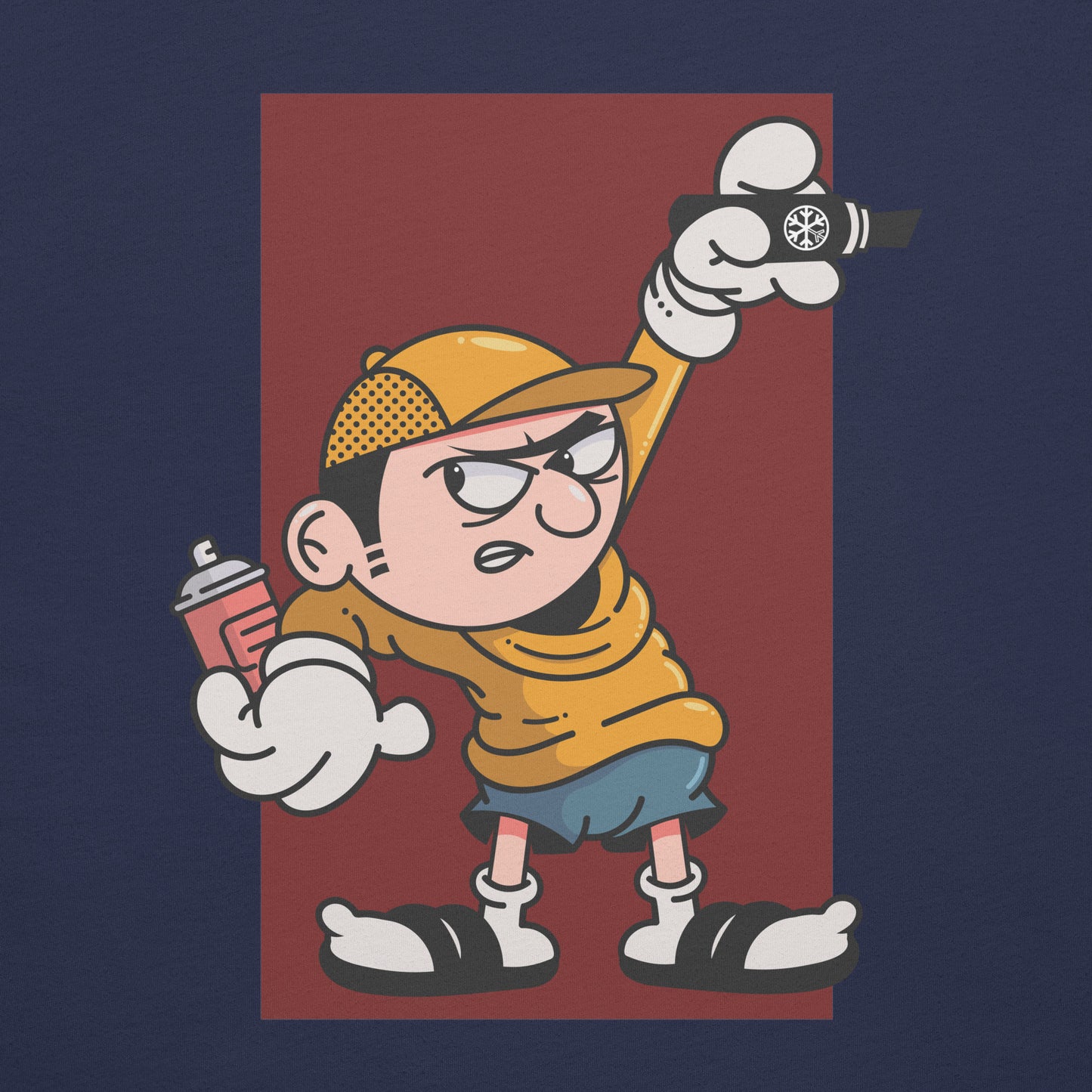 Navy-Get Down Graffiti Character Tee from B.Different Clothing, graphic, graffiti-inspired streetwear t-shirt