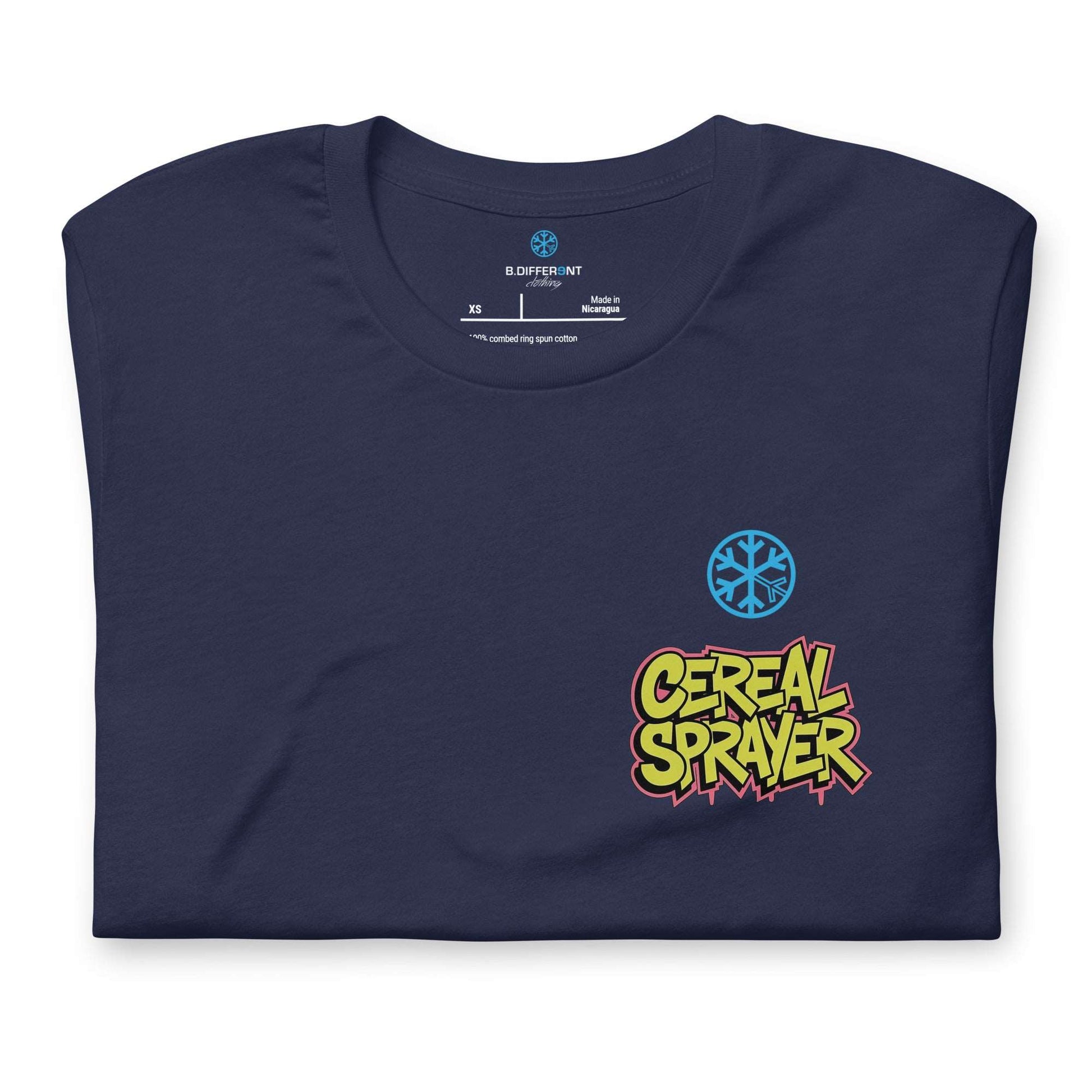 folded Cereal Sprayer Graffiti Tee navy B.Different Clothing graffiti street art inspired streetwear brand