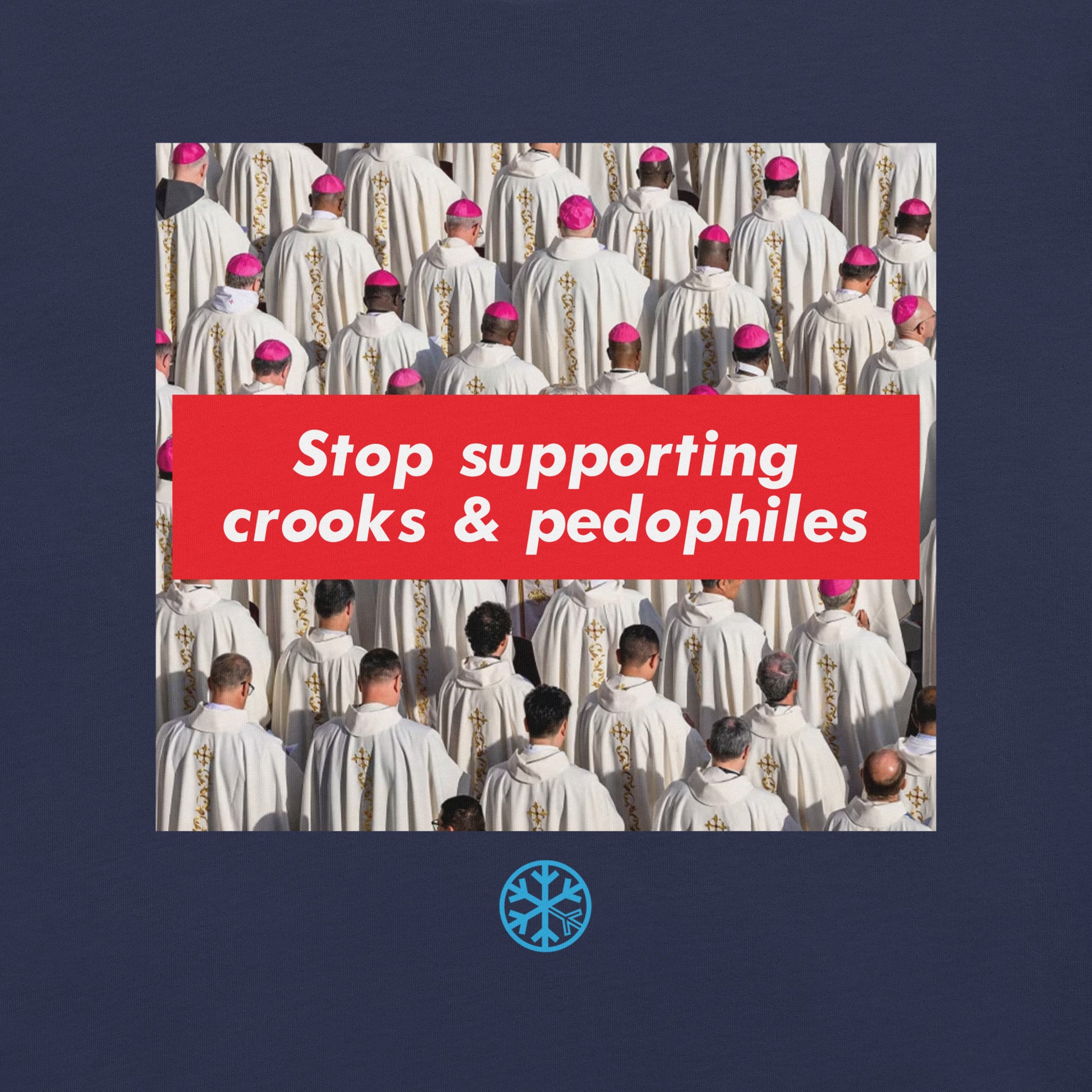 Navy-Vatican Crooks Tee from B.Different Clothing, graphic, graffiti-inspired streetwear t-shirt