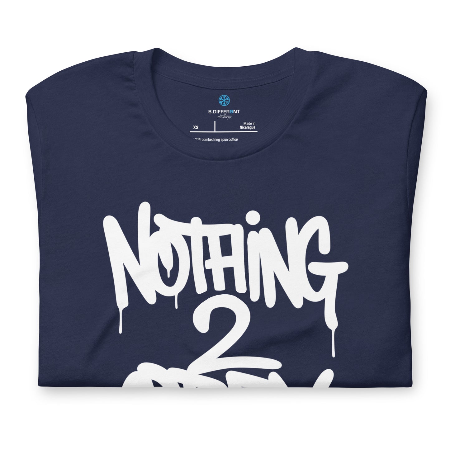 Navy-Nothing 2 Obey Graffiti Tee from B.Different Clothing, folded, graffiti-inspired streetwear t-shirt