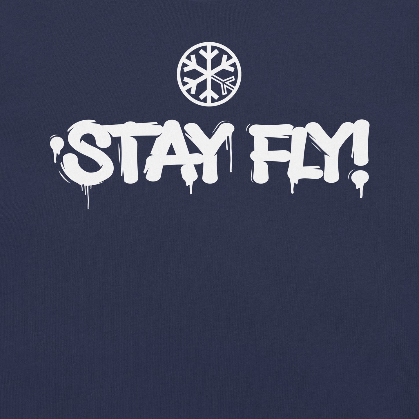 Navy-Stay Fly Graffiti Tag Tee from B.Different Clothing, graphic, graffiti-inspired streetwear t-shirt