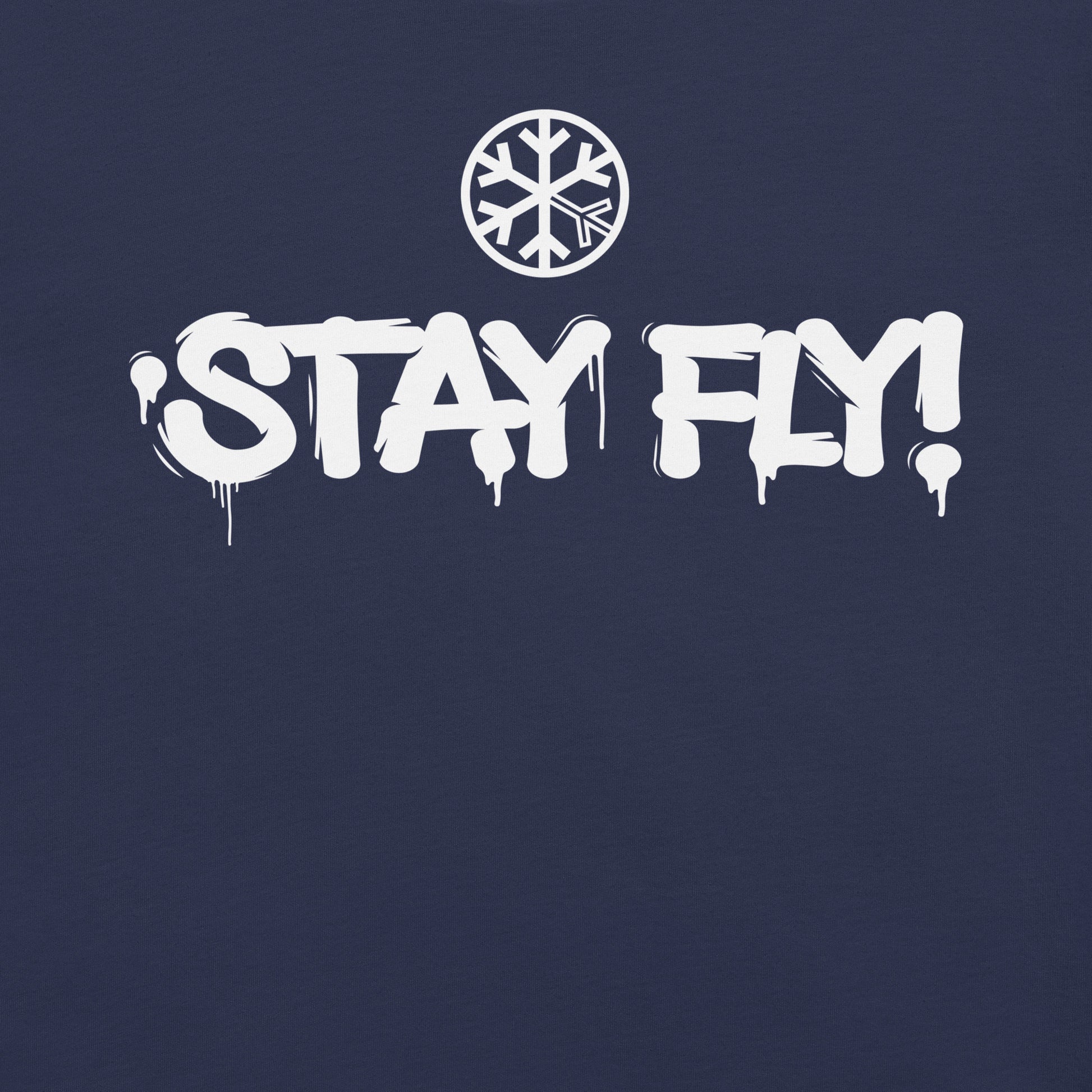 Navy-Stay Fly Graffiti Tag Tee from B.Different Clothing, graphic, graffiti-inspired streetwear t-shirt