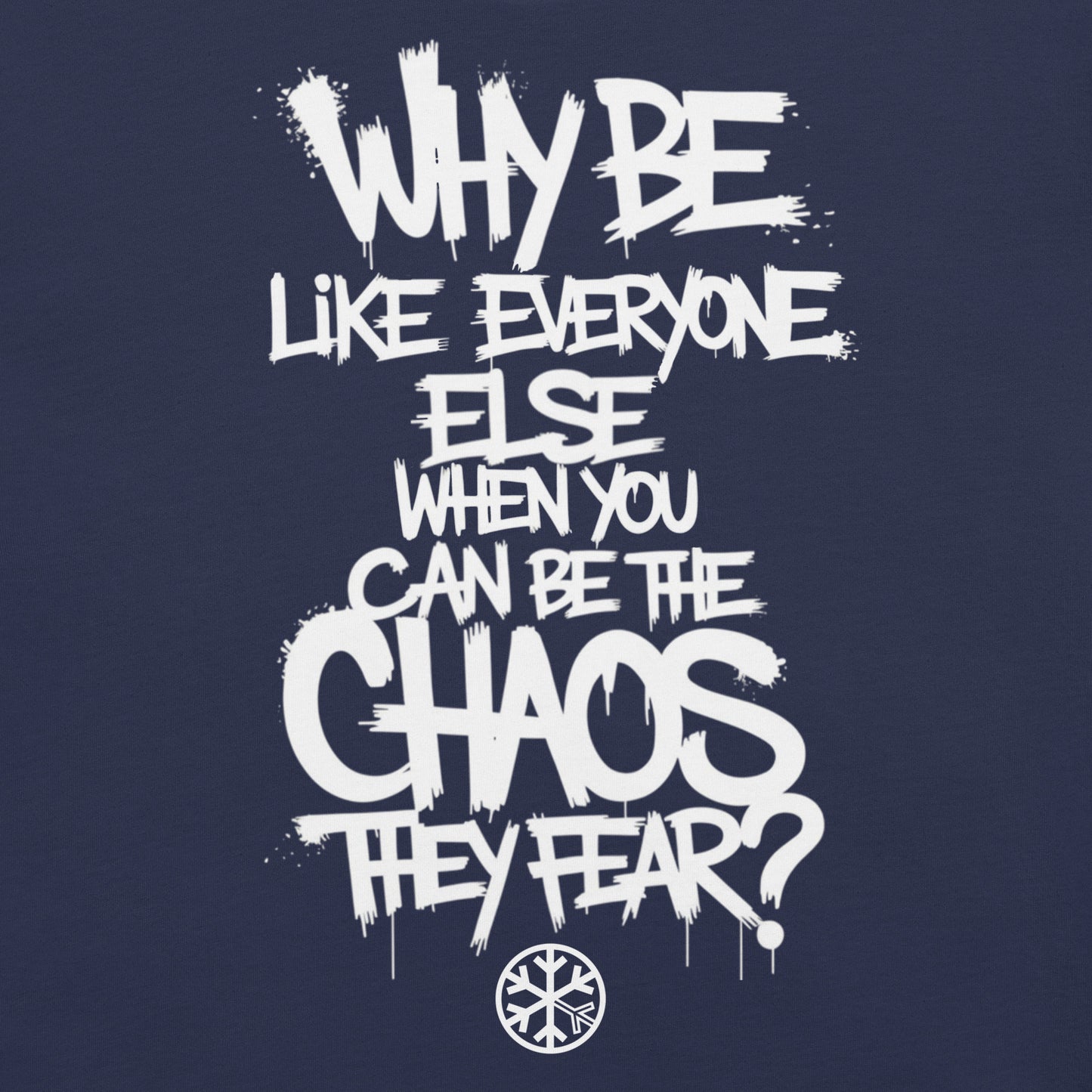 Navy-Chaos They Fear Graffiti Tag Tee from B.Different Clothing, graphic, graffiti-inspired streetwear t-shirt