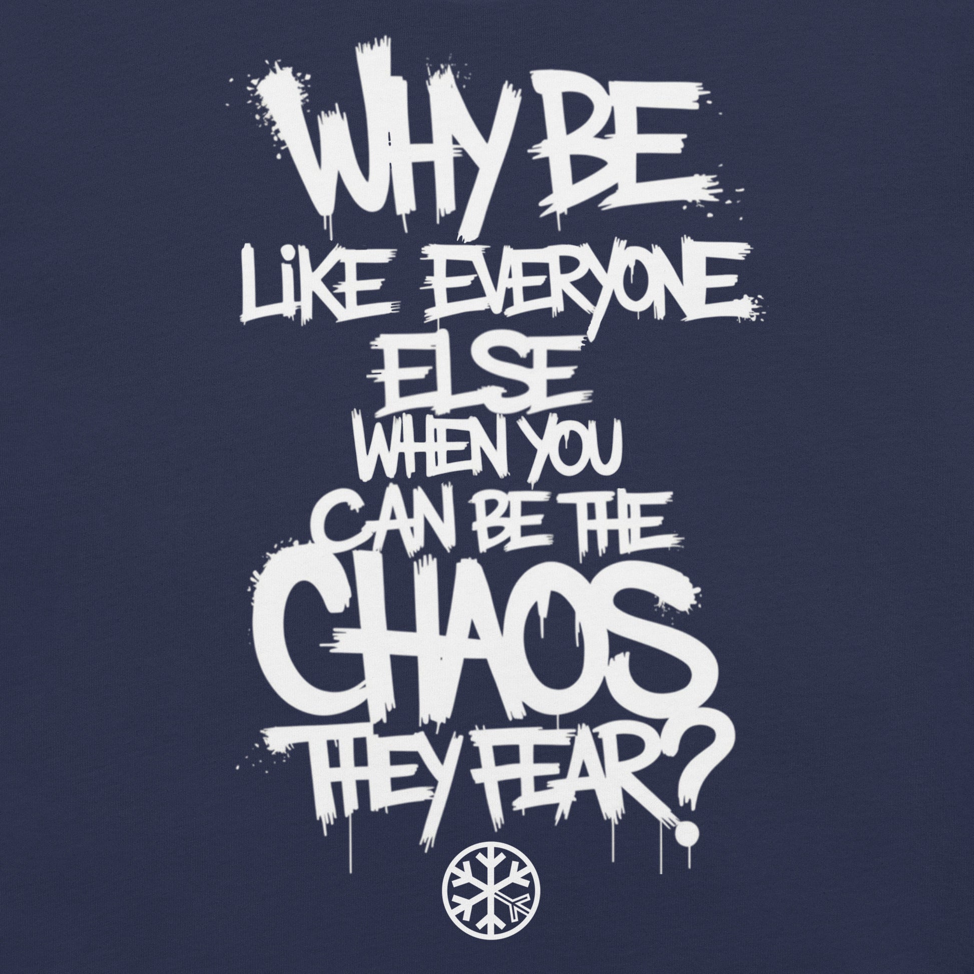 Navy-Chaos They Fear Graffiti Tag Tee from B.Different Clothing, graphic, graffiti-inspired streetwear t-shirt