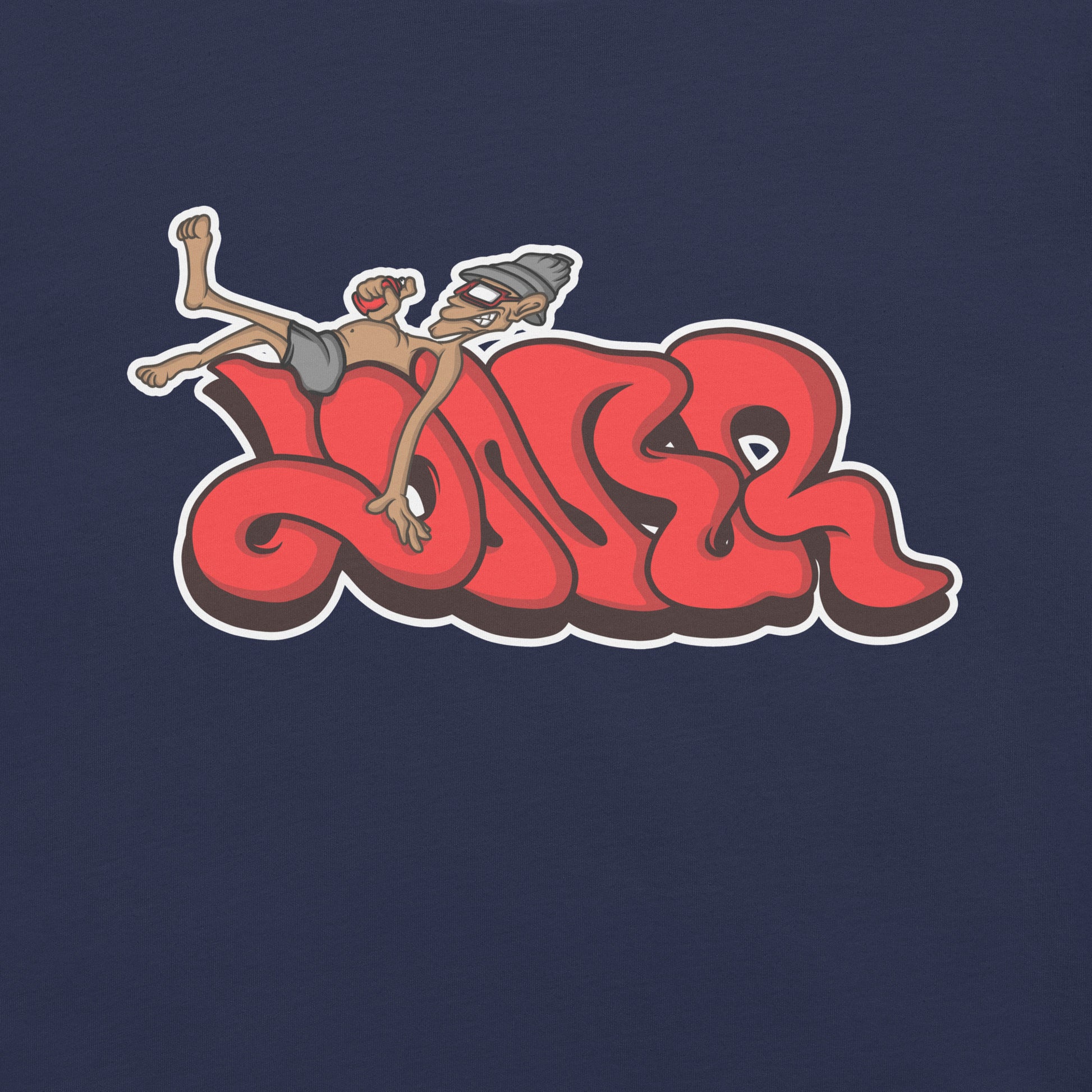 Navy-Loner Graffiti Piece Tee from B.Different Clothing, graphic, graffiti-inspired streetwear t-shirt