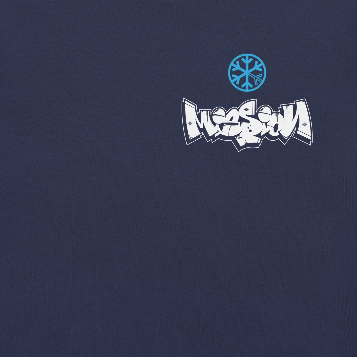 Navy-Mission Graffiti Character Tee from B.Different Clothing, front graphic, graffiti-inspired streetwear t-shirt