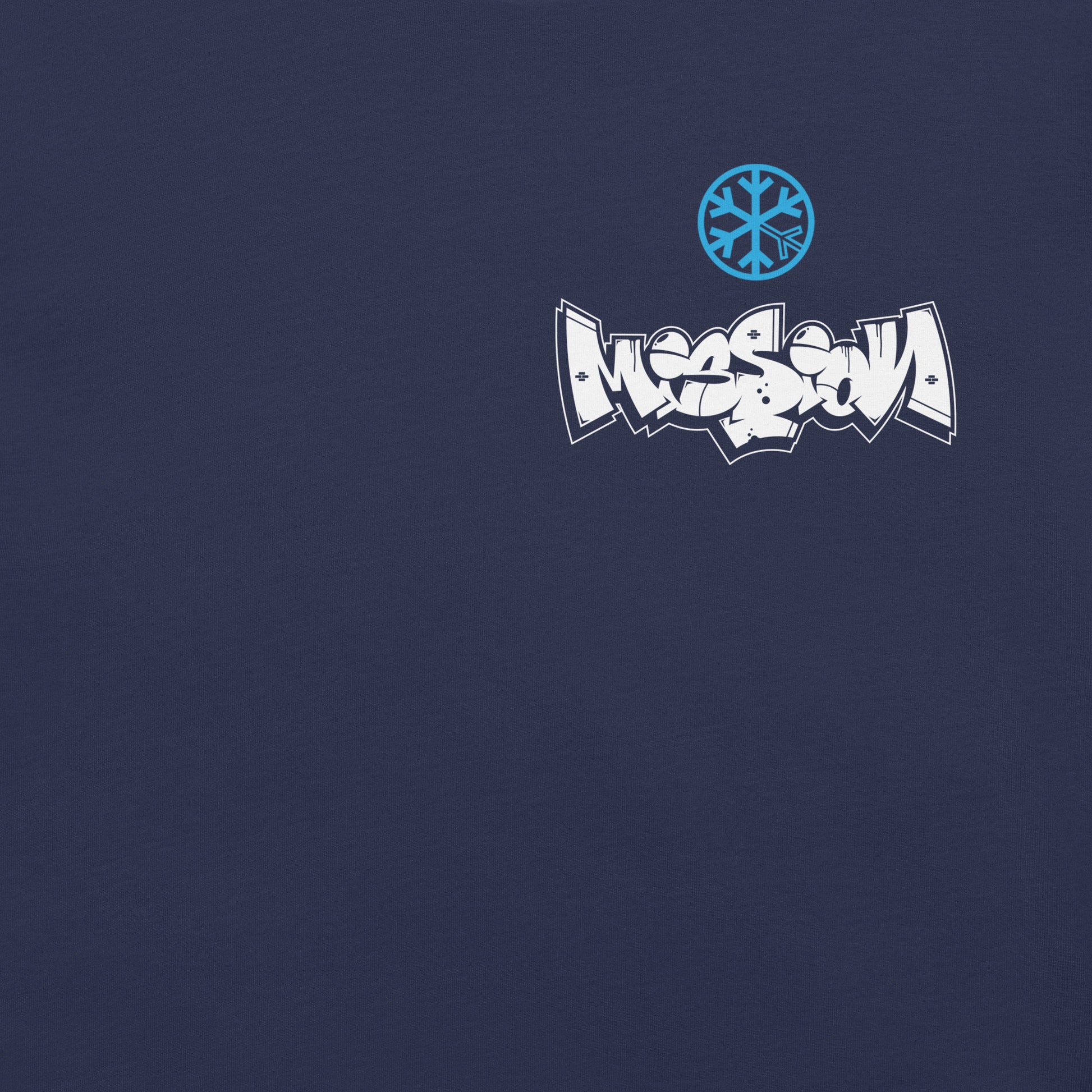 Navy-Mission Graffiti Character Tee from B.Different Clothing, front graphic, graffiti-inspired streetwear t-shirt