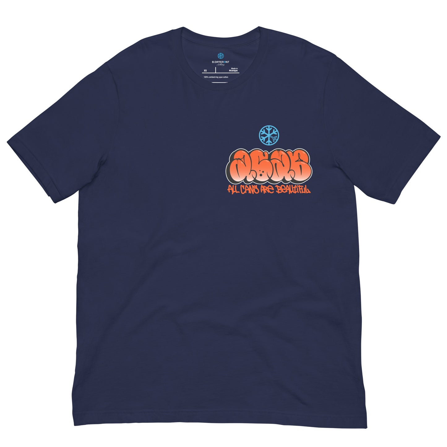 Navy-ACAB Girl Graffiti Tee from B.Different Clothing, front view, graffiti-inspired streetwear