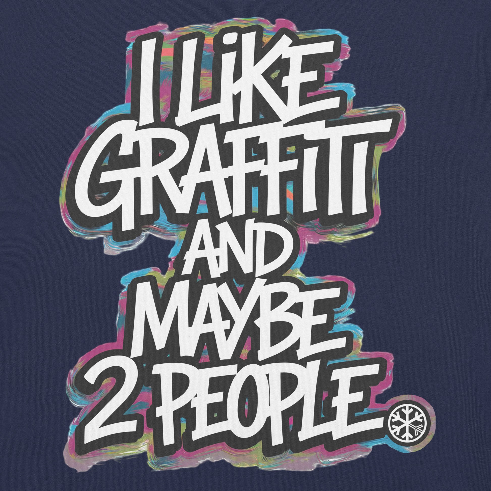 Navy-I Like Graffiti and Maybe 2 People Tee from B.Different Clothing, graphic, graffiti-inspired streetwear t-shirt