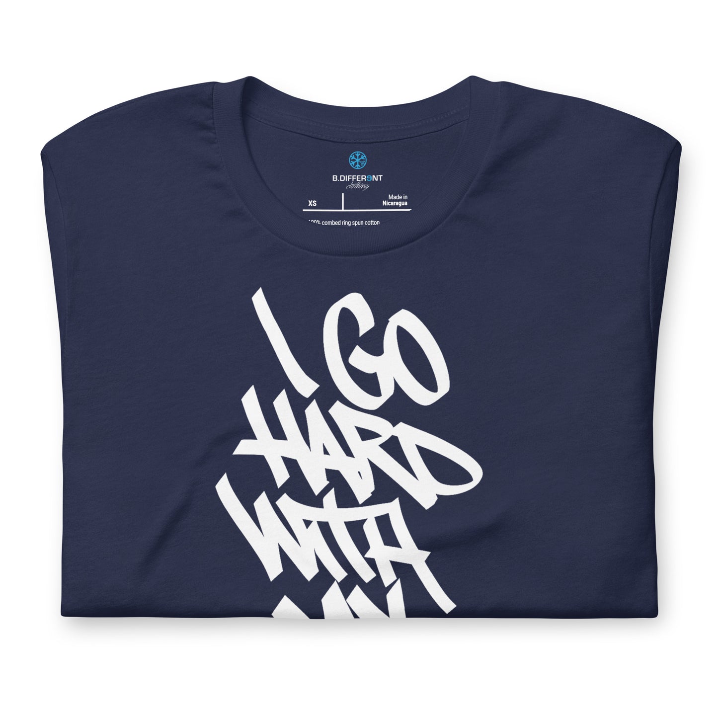 Navy-I Go Hard With My Paint Graffiti Tee from B.Different Clothing, folded, graffiti-inspired streetwear t-shirt