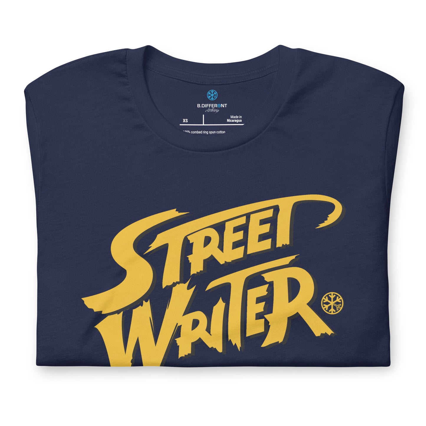 Navy-Street Writer Graffiti Tee from B.Different Clothing, folded, graffiti-inspired streetwear t-shirt