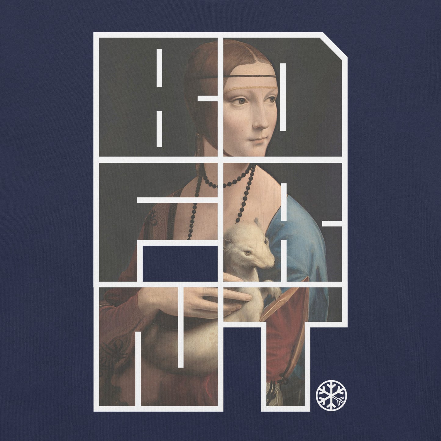Navy-BDFRNT Blockbuster x Lady With Ermine Graffiti Tee from B.Different Clothing, graphic, graffiti-inspired streetwear t-shirt