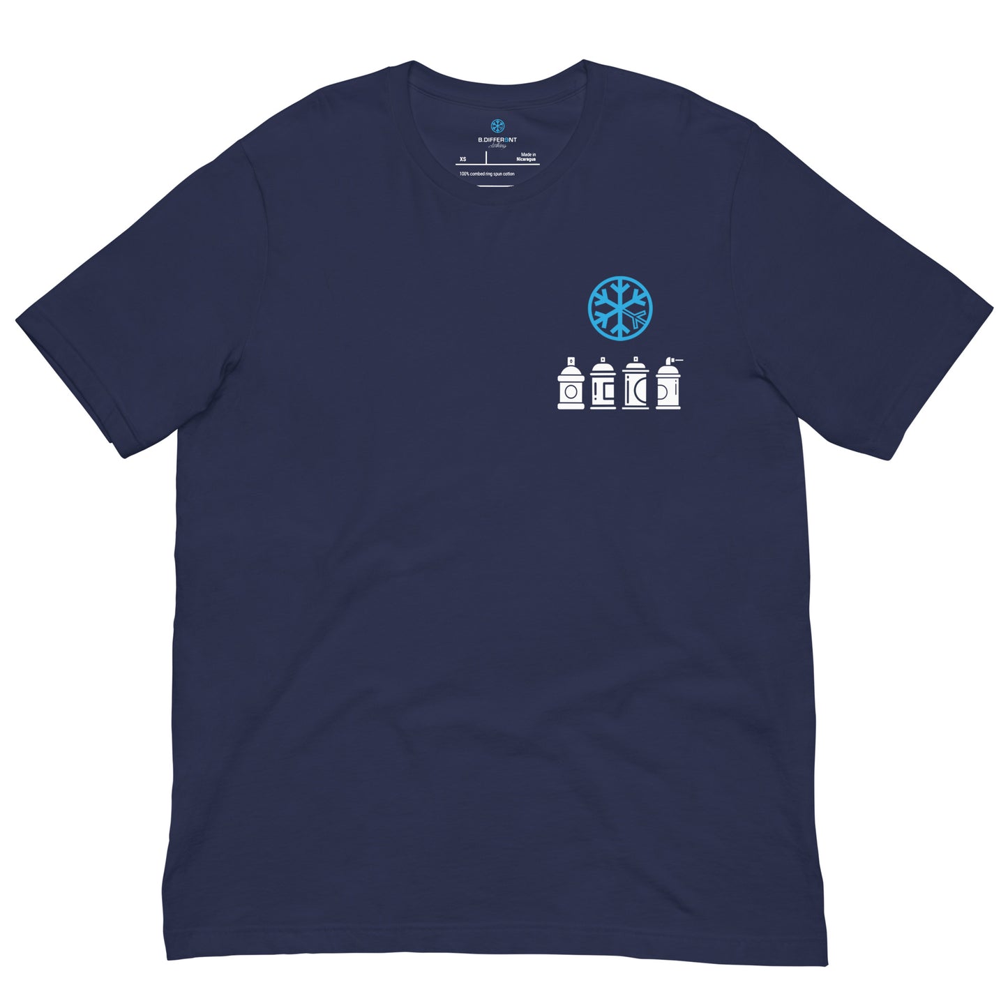 Navy-Get Down Graffiti Character Tee from B.Different Clothing, front view, graffiti-inspired streetwear t-shirt