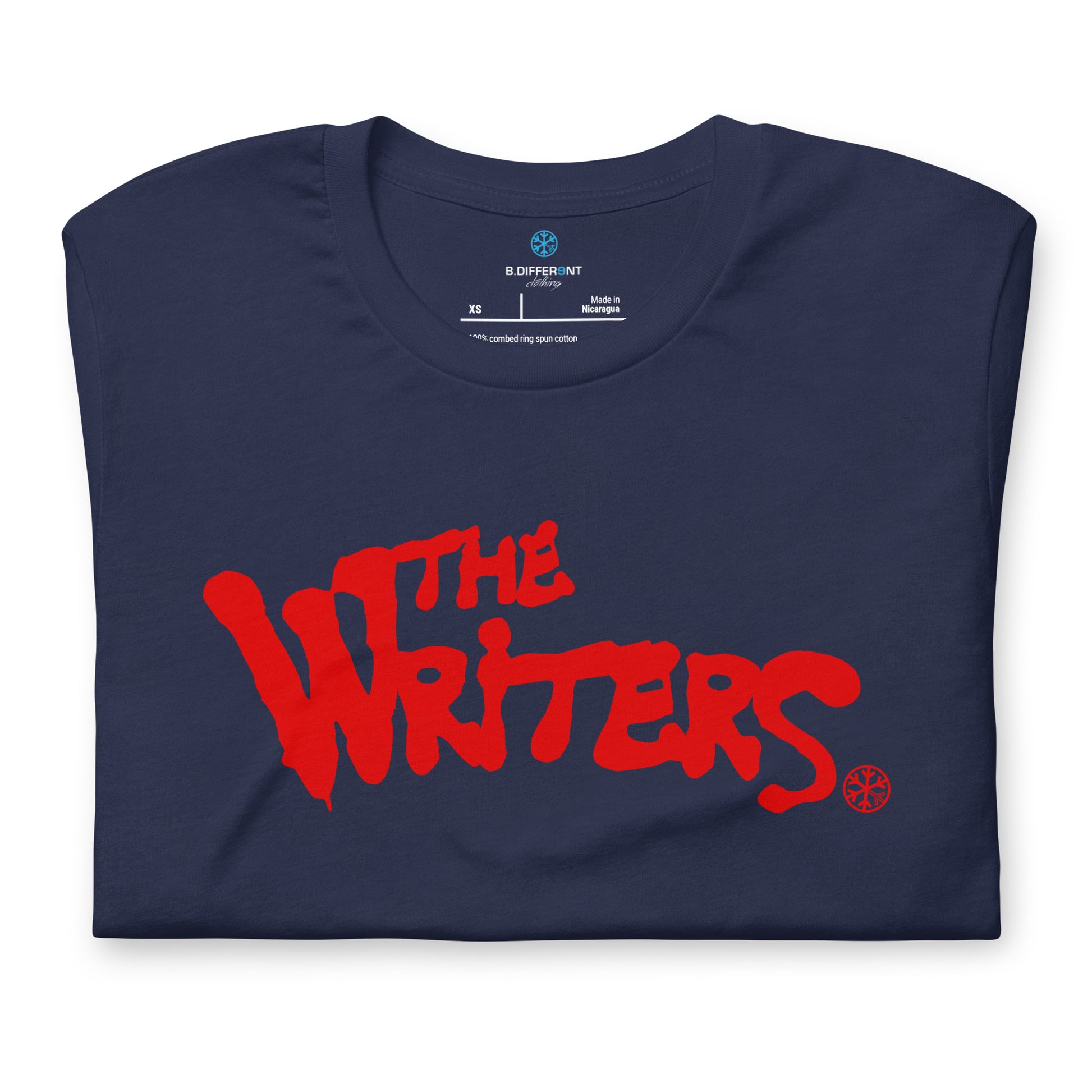 Navy-The Writers Graffiti Lettering Tee from B.Different Clothing, folded, graffiti-inspired streetwear t-shirt