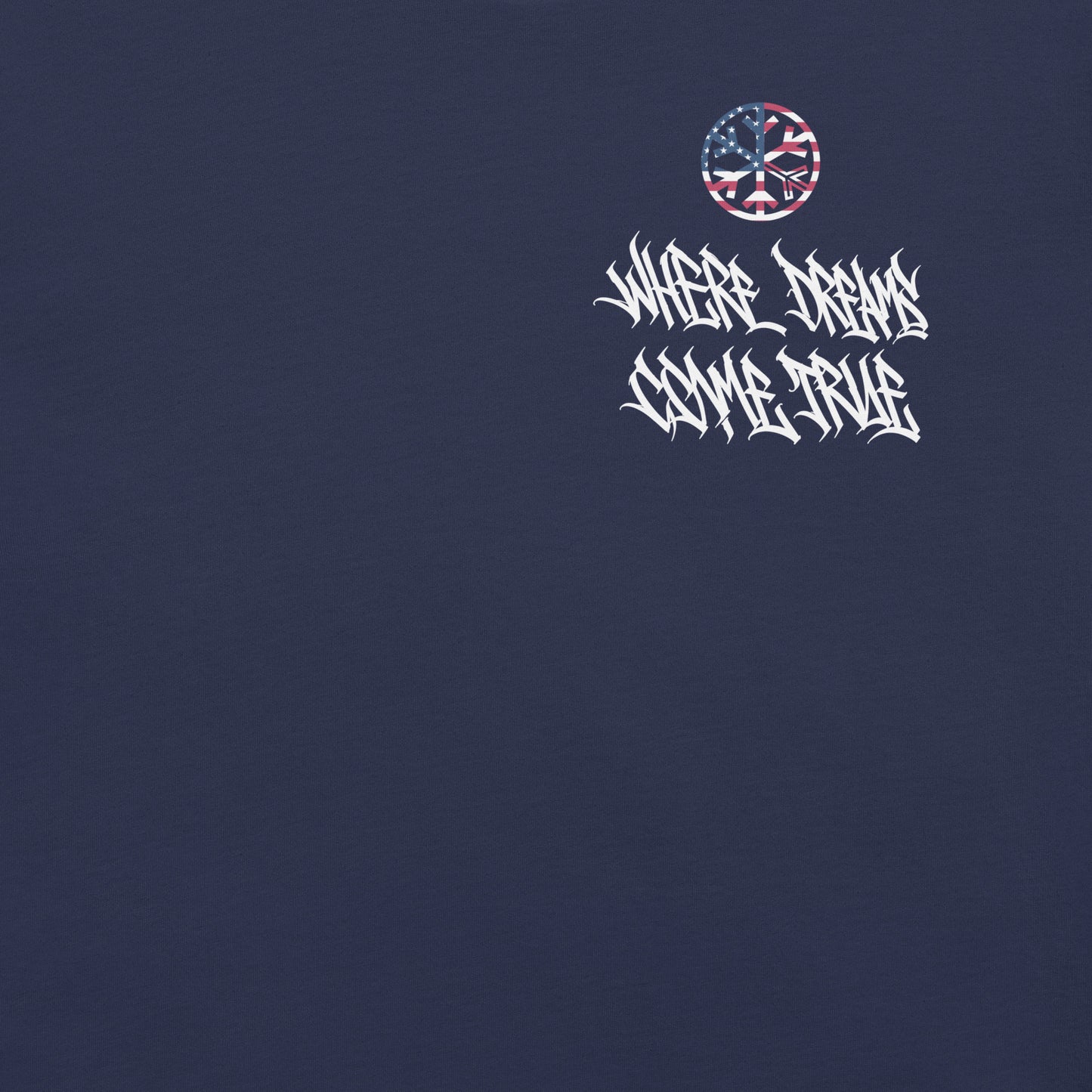 Navy-Flag Graffiti Tee from B.Different Clothing, front graphic, graffiti-inspired streetwear, oversized heavyweight t-shirt