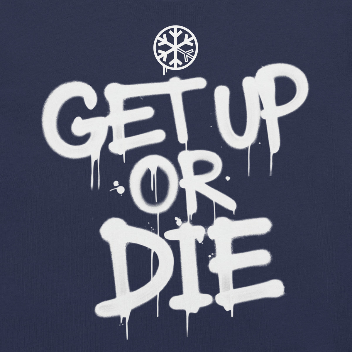Navy-Get Up or Die Graffiti Tag Tee from B.Different Clothing, front graphic, graffiti-inspired streetwear t-shirt