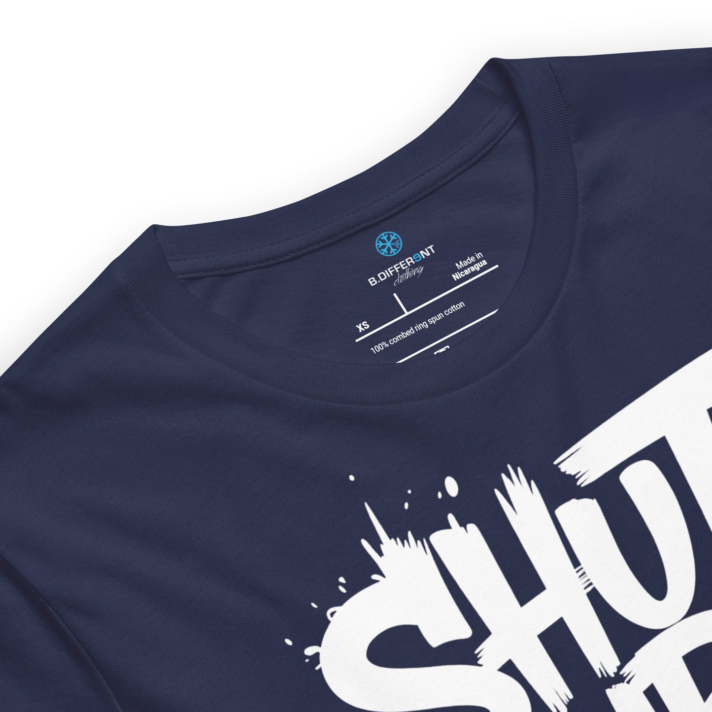 Navy-Shut Up and Paint Graffiti Tee from B.Different Clothing, collar, graffiti-inspired streetwear t-shirt