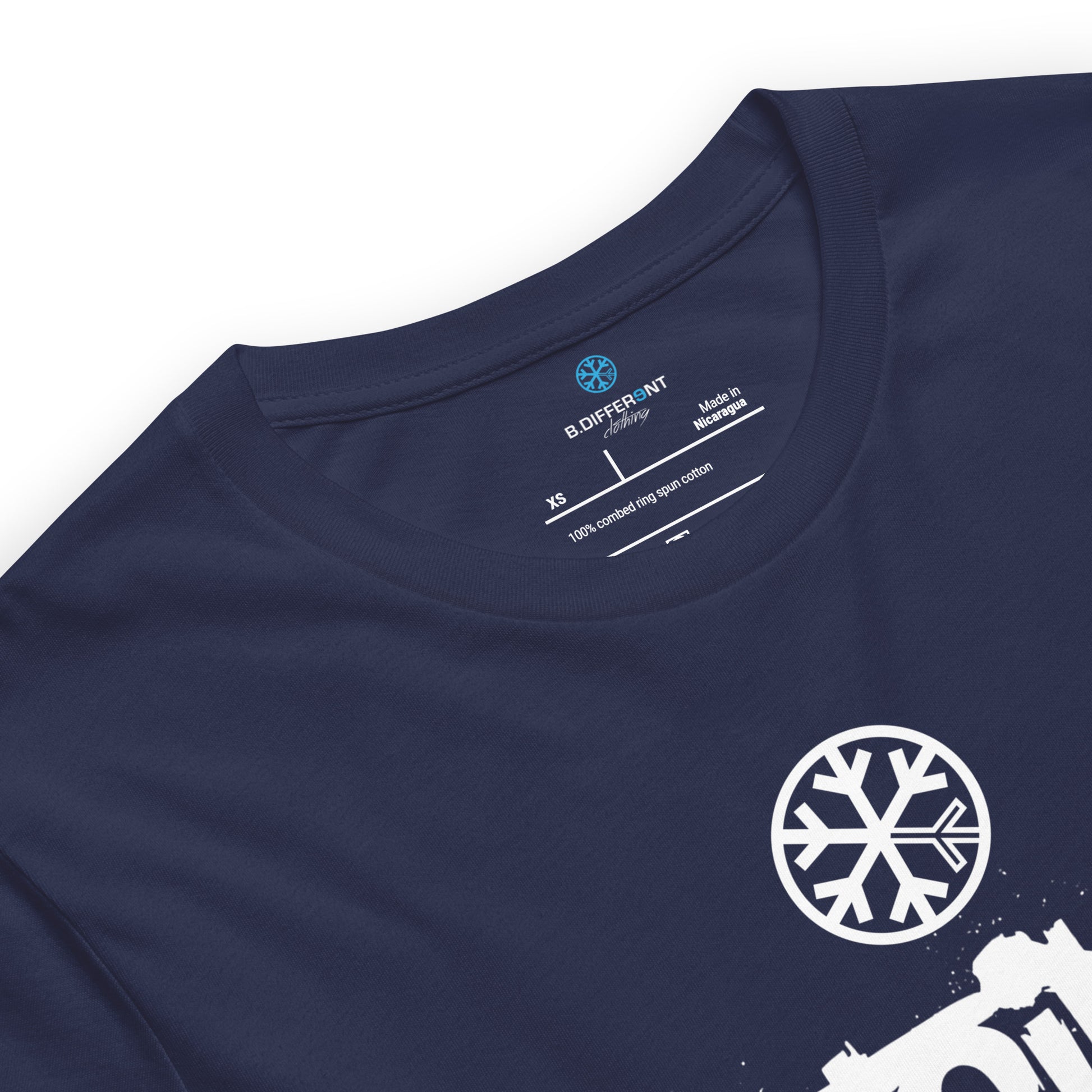 Navy-Outsider Graffiti Tag Tee from B.Different Clothing, collar, graffiti-inspired streetwear t-shirt