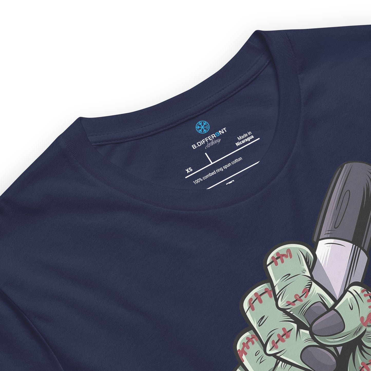 Navy-Thing Graffiti Tee from B.Different Clothing, collar, graffiti-inspired streetwear t-shirt