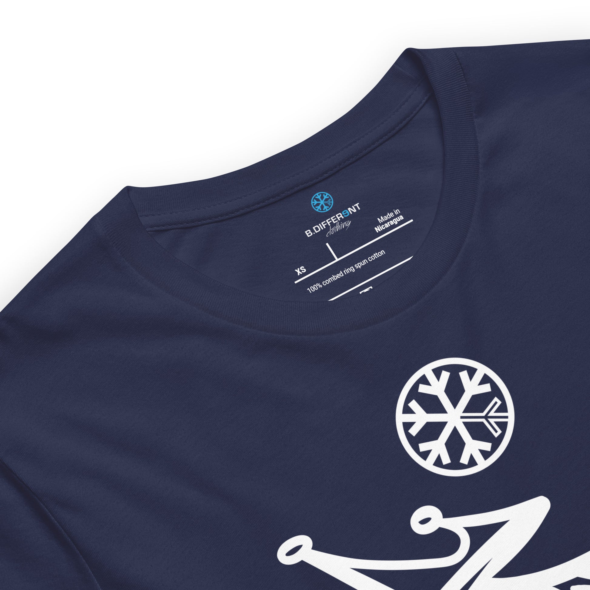 Navy-Misfit Graffiti Tag Tee from B.Different Clothing, collar, graffiti-inspired streetwear t-shirt