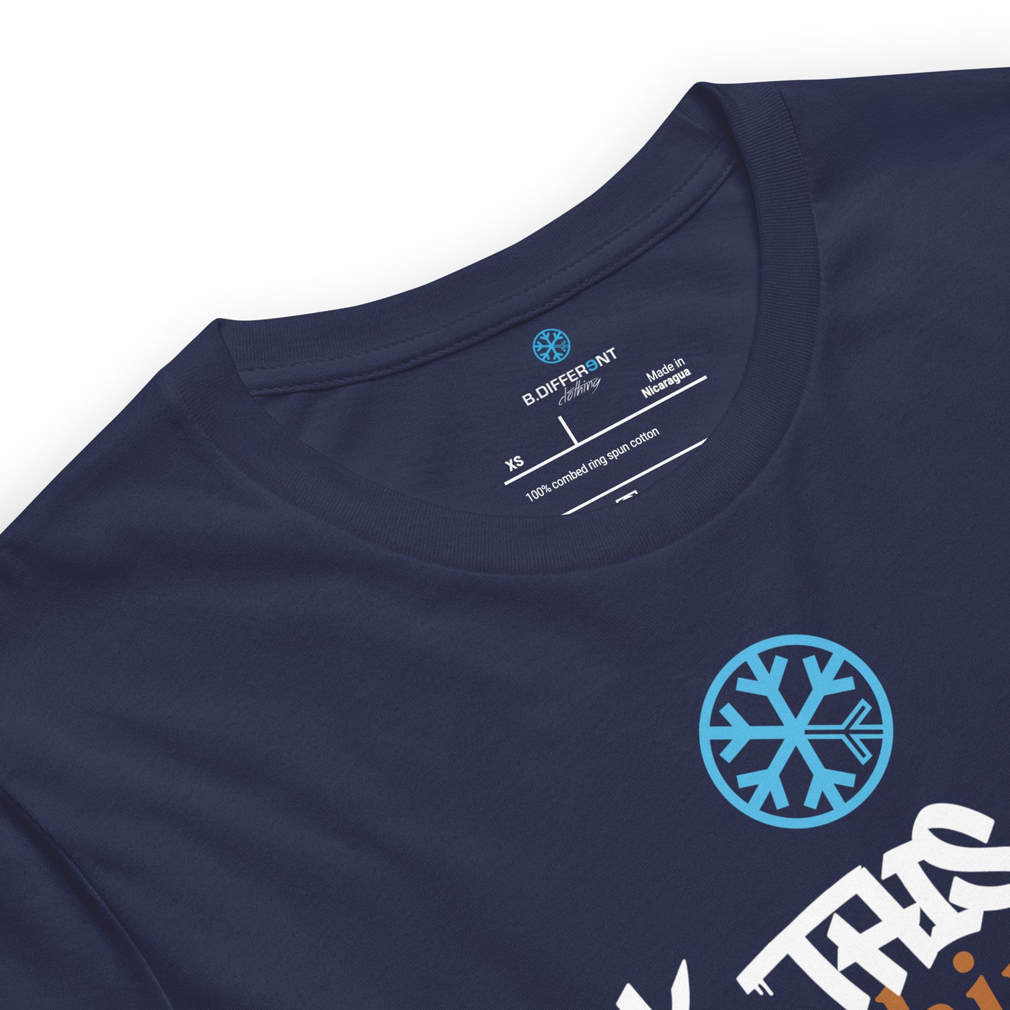 Navy-Groupthink Graffiti Tee from B.Different Clothing, collar, graffiti-inspired streetwear t-shirt