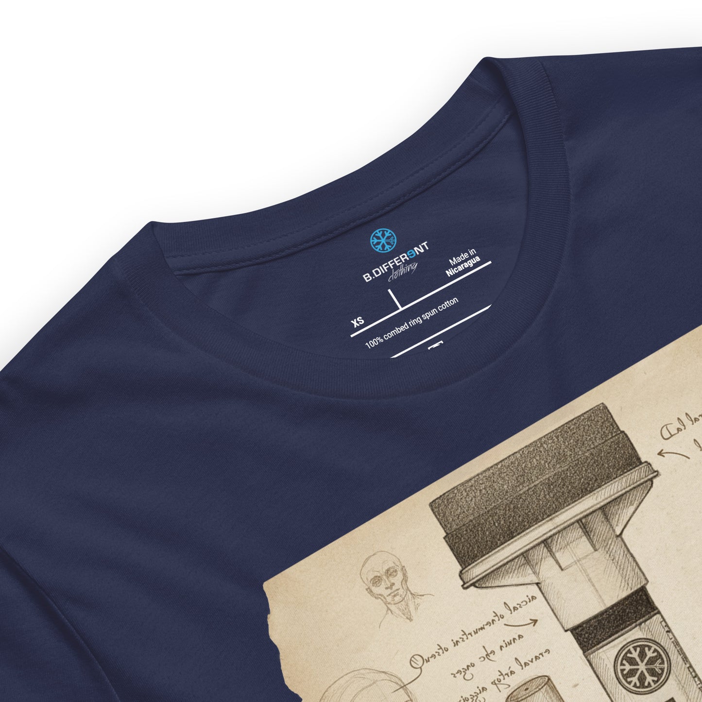 Navy-Marker Sketch Graffiti Tee from B.Different Clothing, collar, graffiti-inspired streetwear t-shirt