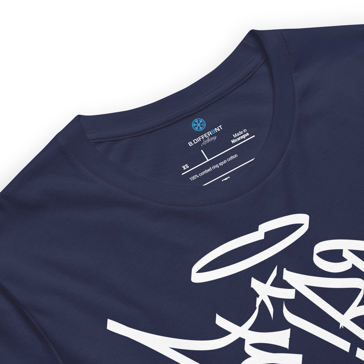 Navy-Weirdo Tag Graffiti Tee from B.Different Clothing, collar, graffiti-inspired streetwear t-shirt