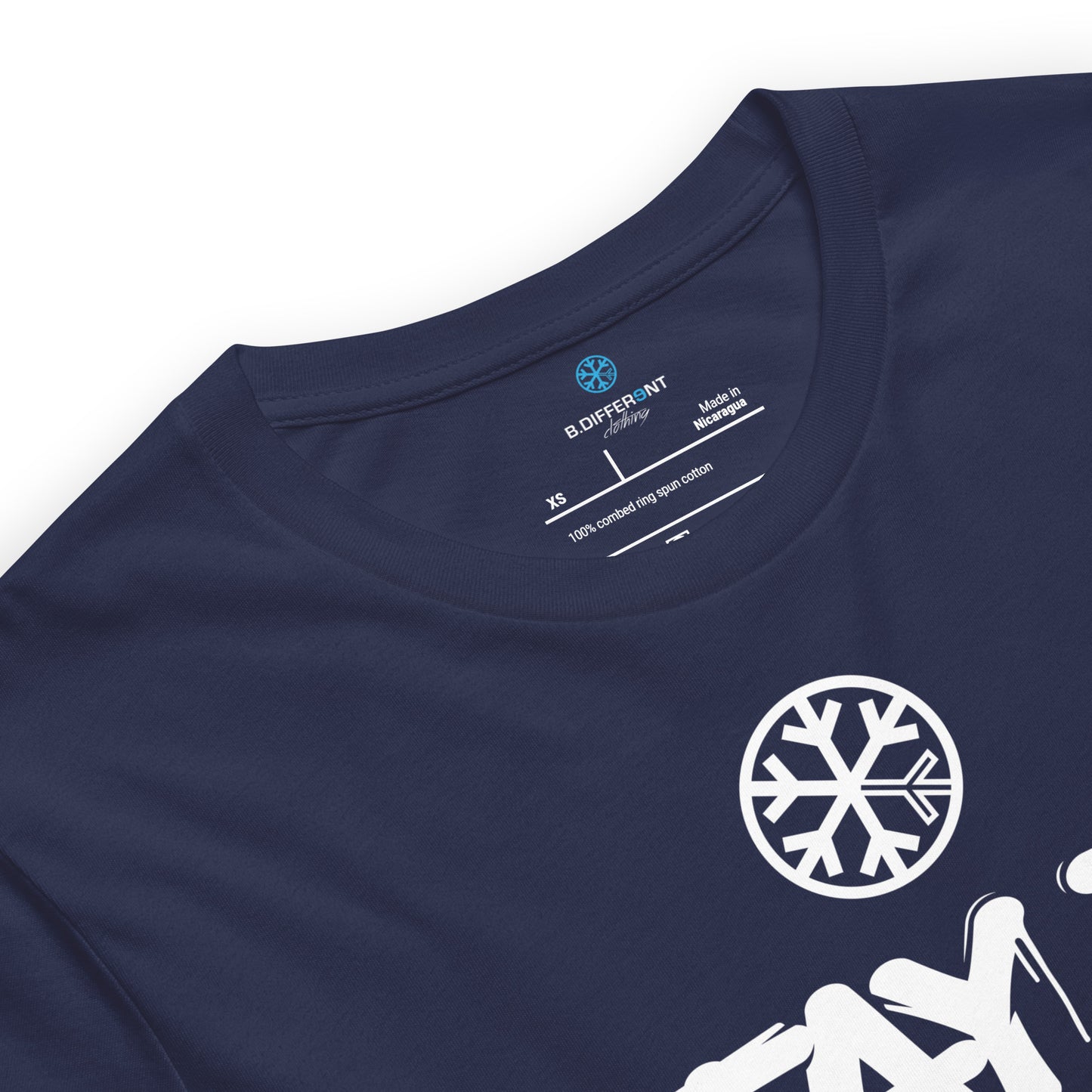 Navy-Stay Fly Graffiti Tag Tee from B.Different Clothing, collar, graffiti-inspired streetwear t-shirt