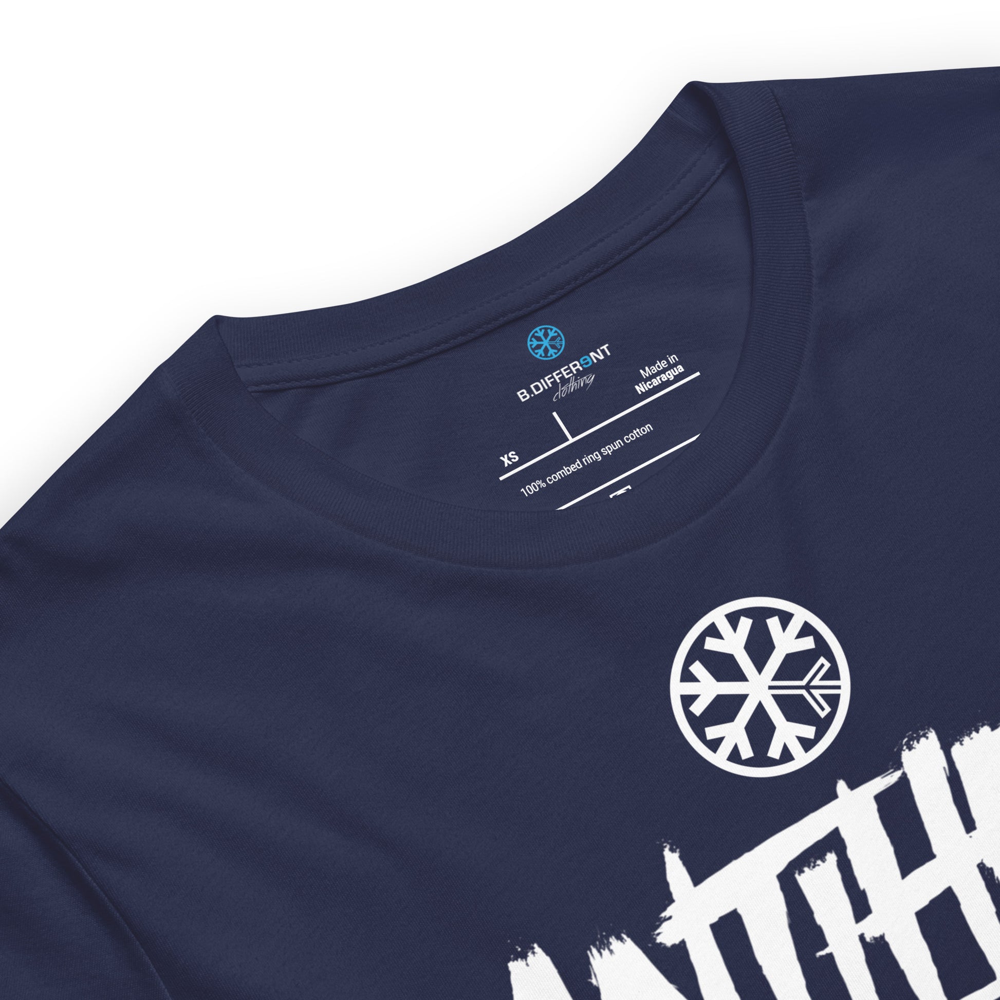 Navy-Antihero Graffiti Tag Tee from B.Different Clothing, collar, graffiti-inspired streetwear t-shirt