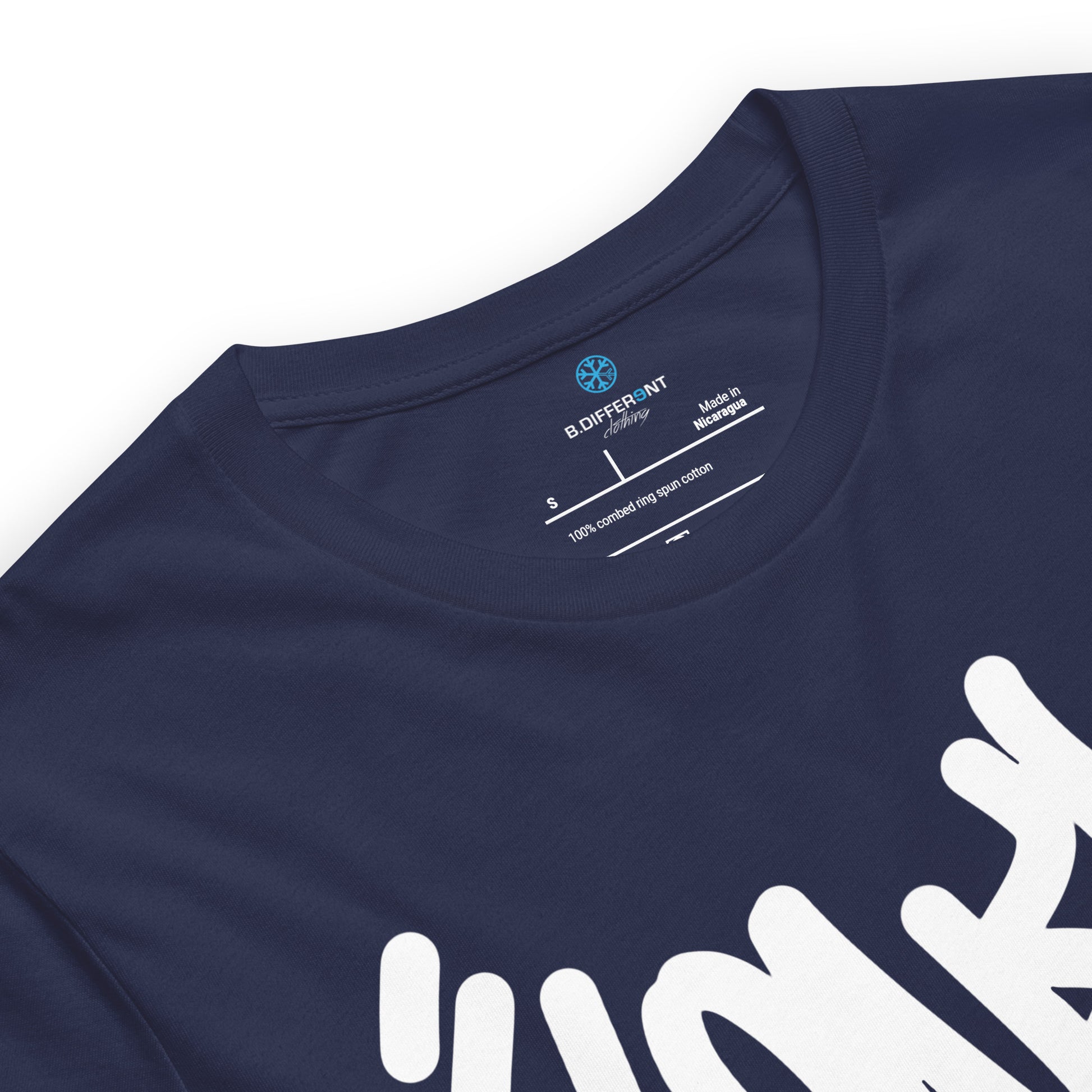 Navy-Loner Graffiti Tag Tee from B.Different Clothing, collar, graffiti-inspired streetwear t-shirt