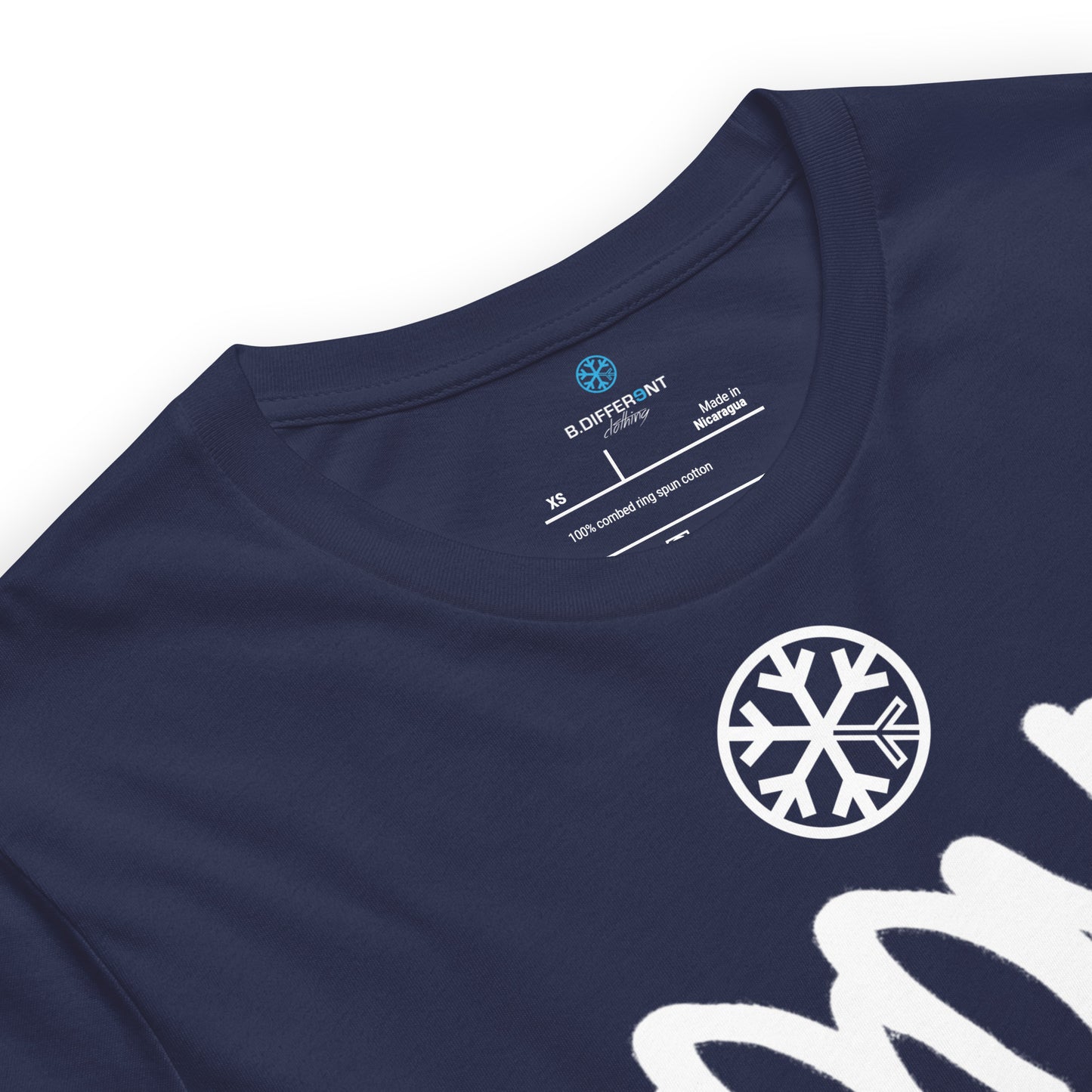 Navy-Loony Graffiti Tag Tee from B.Different Clothing, collar, graffiti-inspired streetwear t-shirt