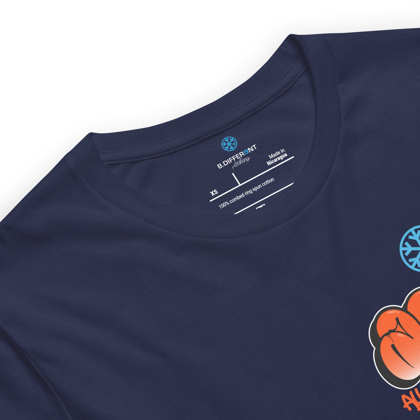 Navy-ACAB Girl Graffiti Tee from B.Different Clothing, collar, graffiti-inspired streetwear