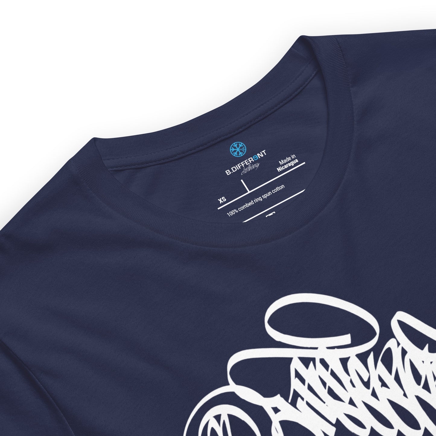 Navy-B.Different Clothing Graffiti Tag Tee from B.Different Clothing, collar, graffiti-inspired streetwear t-shirt