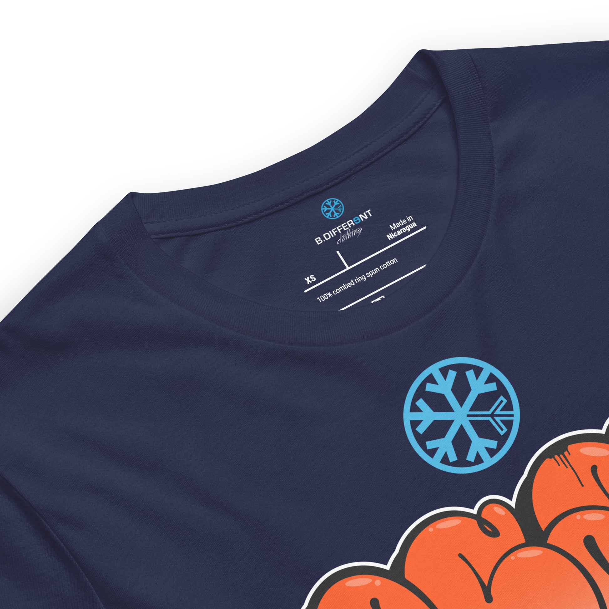 Navy-ACAB Graffiti Throw-up Tee from B.Different Clothing, collar, graffiti-inspired streetwear t-shirt