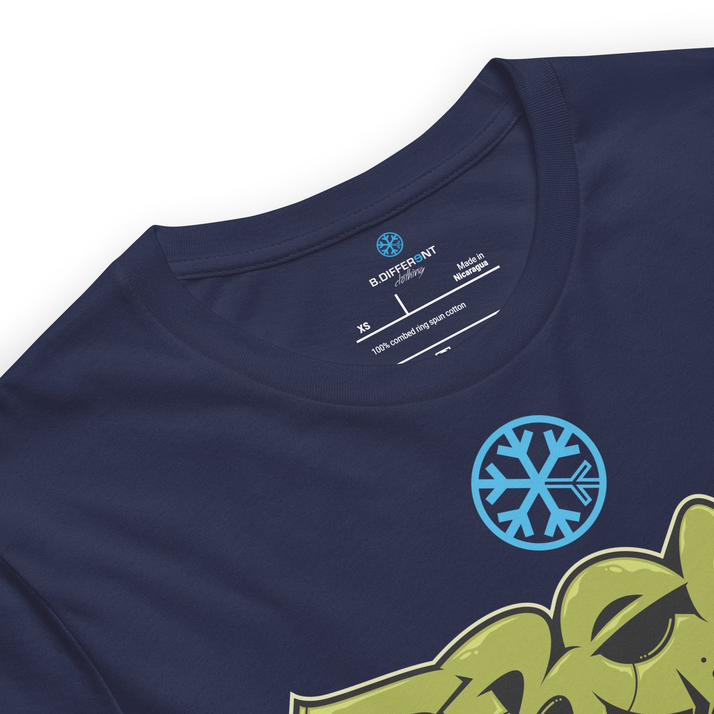 Navy-Fresh Graffiti Piece Tee from B.Different Clothing, collar, graffiti-inspired streetwear t-shirt