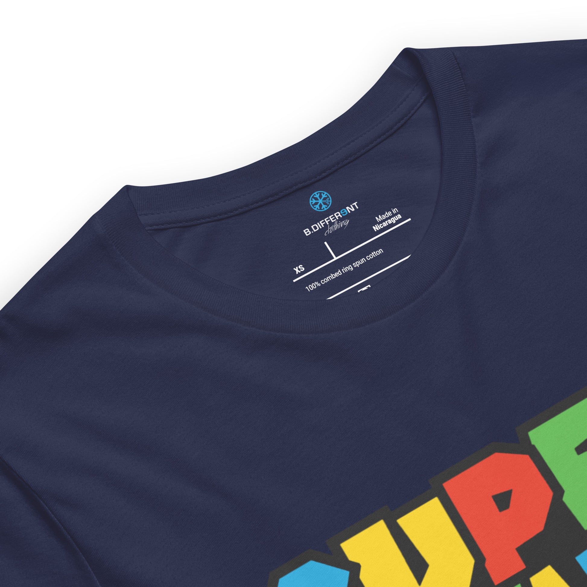 Navy-Super Weird Tee from B.Different Clothing, collar, graffiti-inspired streetwear t-shirt
