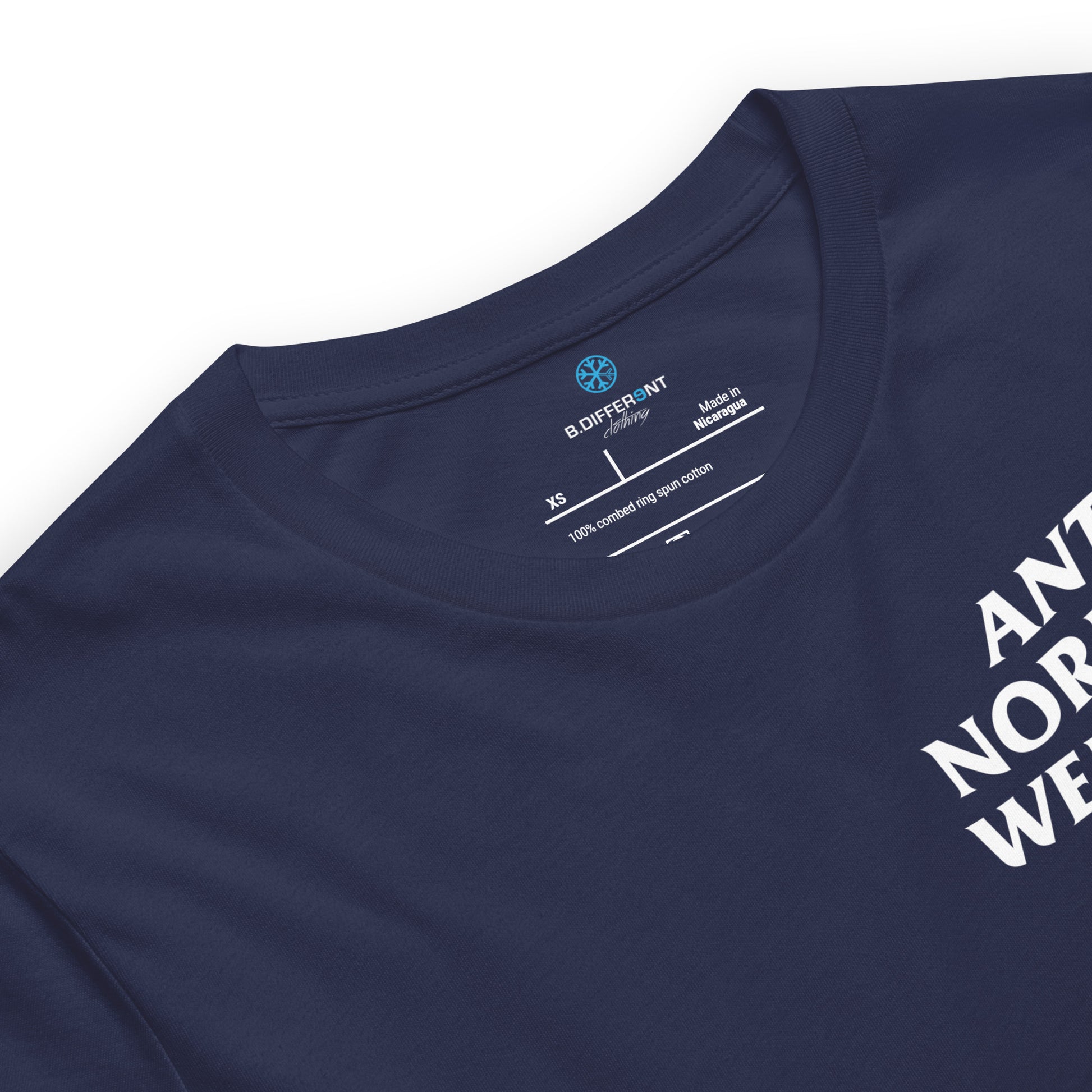 Navy-Anti Normies Weirdos Club Tee from B.Different Clothing, collar, graffiti-inspired streetwear t-shirt