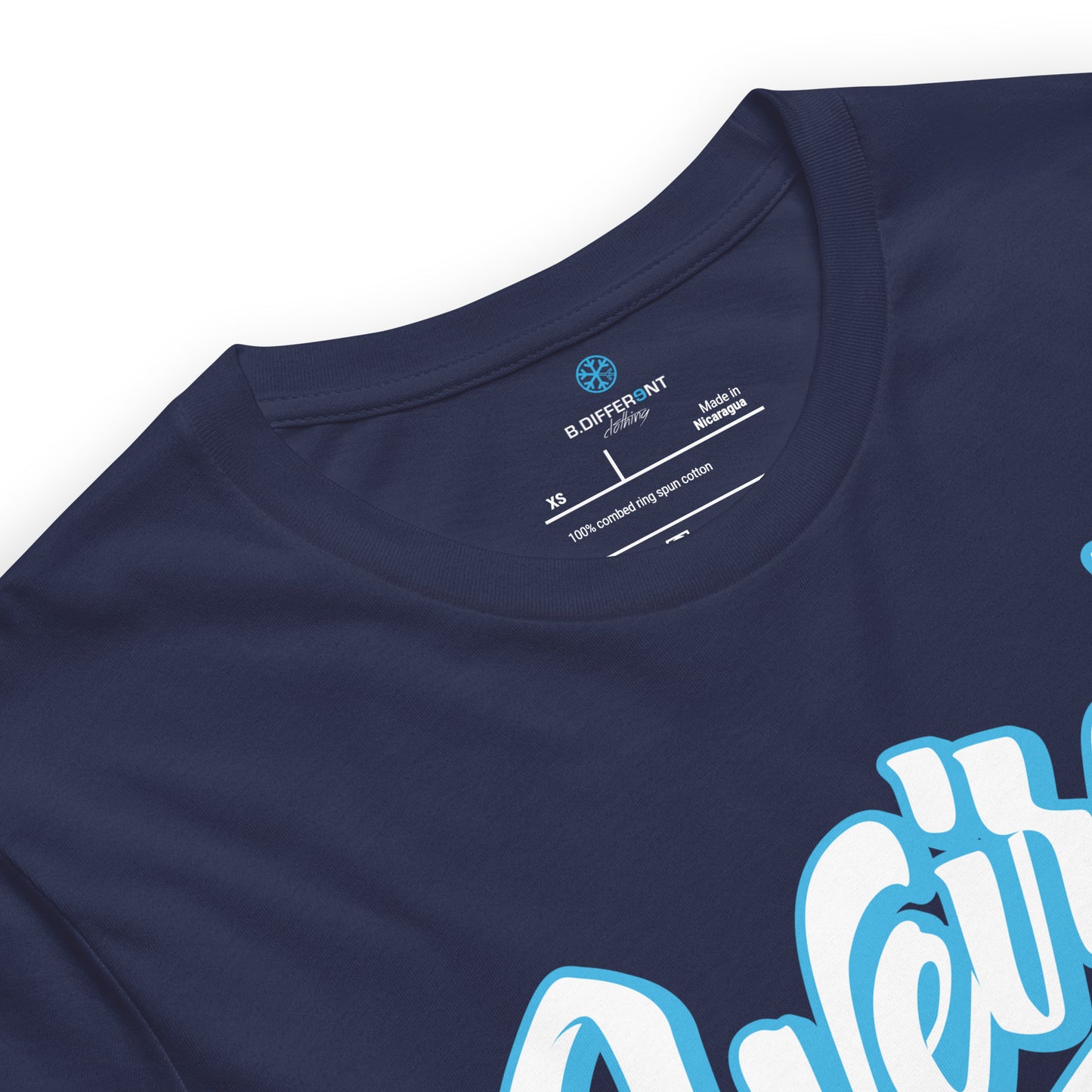 Navy-Weirdo Tee from B.Different Clothing, collar, graffiti-inspired streetwear t-shirt