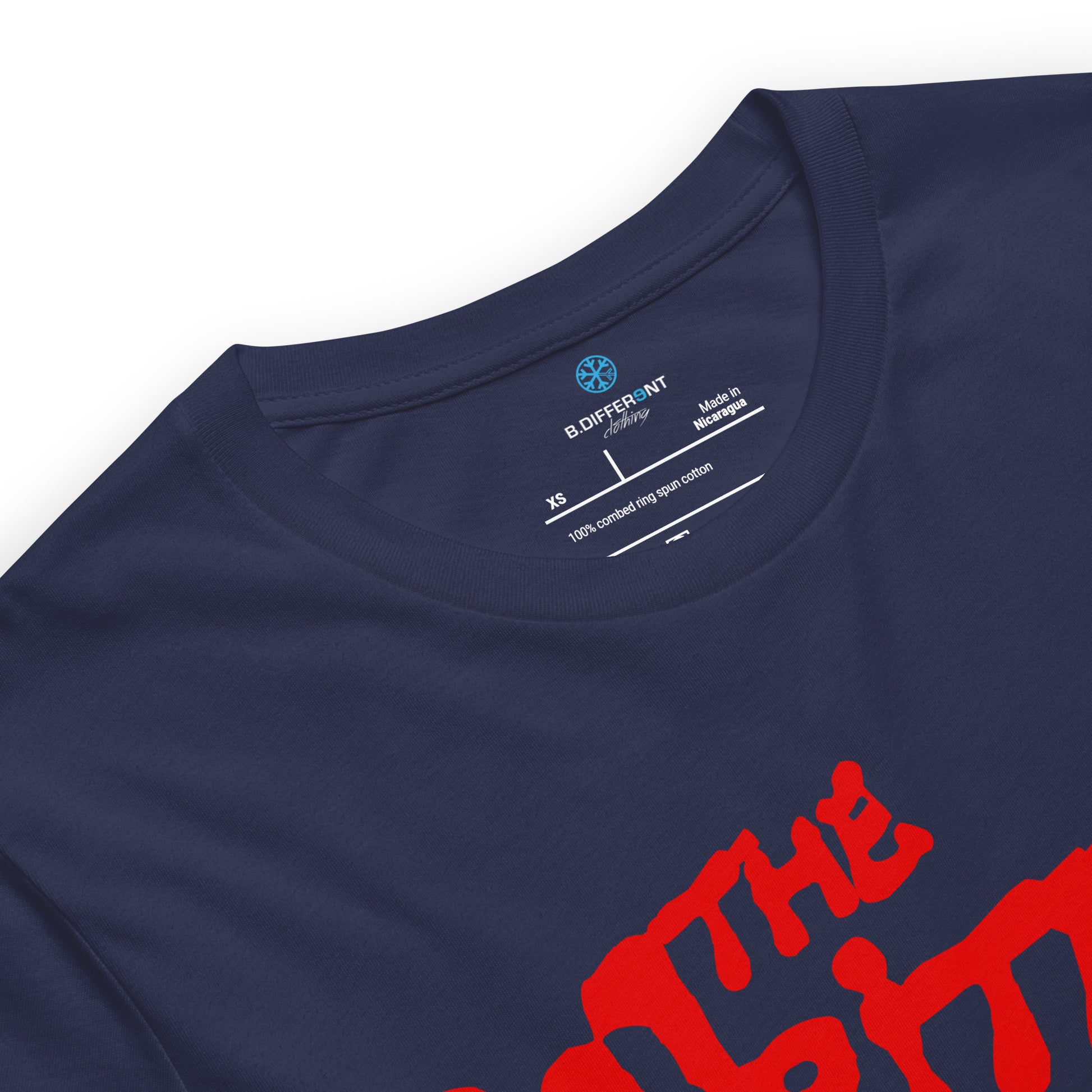 Navy-The Writers Graffiti Lettering Tee from B.Different Clothing, collar, graffiti-inspired streetwear t-shirt