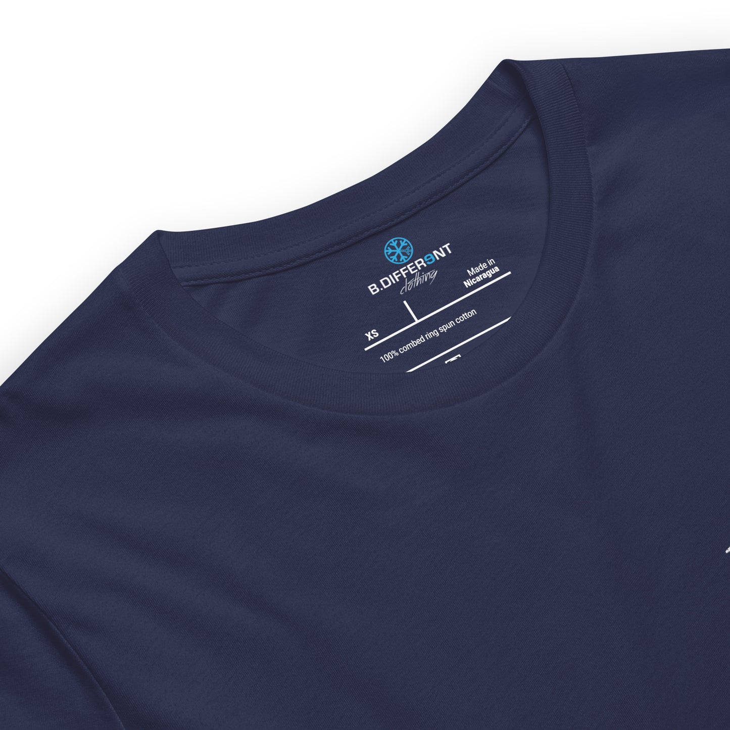 Navy-Outcast Graffiti Tag Tee from B.Different Clothing, collar, graffiti-inspired streetwear t-shirt