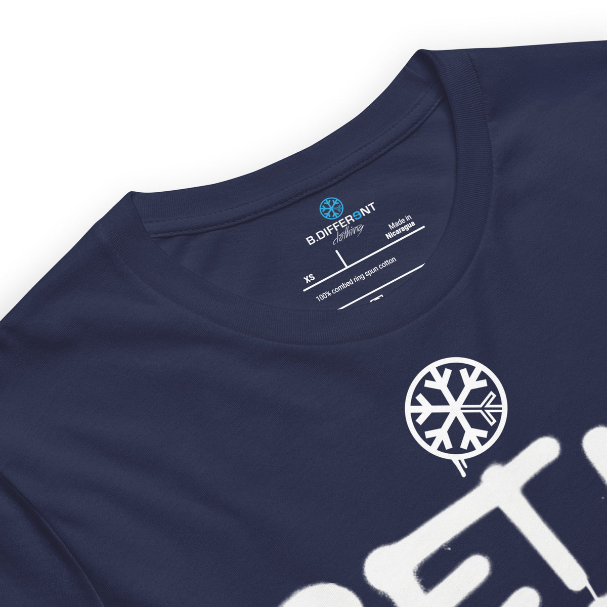 Navy-Get Up or Die Graffiti Tag Tee from B.Different Clothing, collar, graffiti-inspired streetwear t-shirt