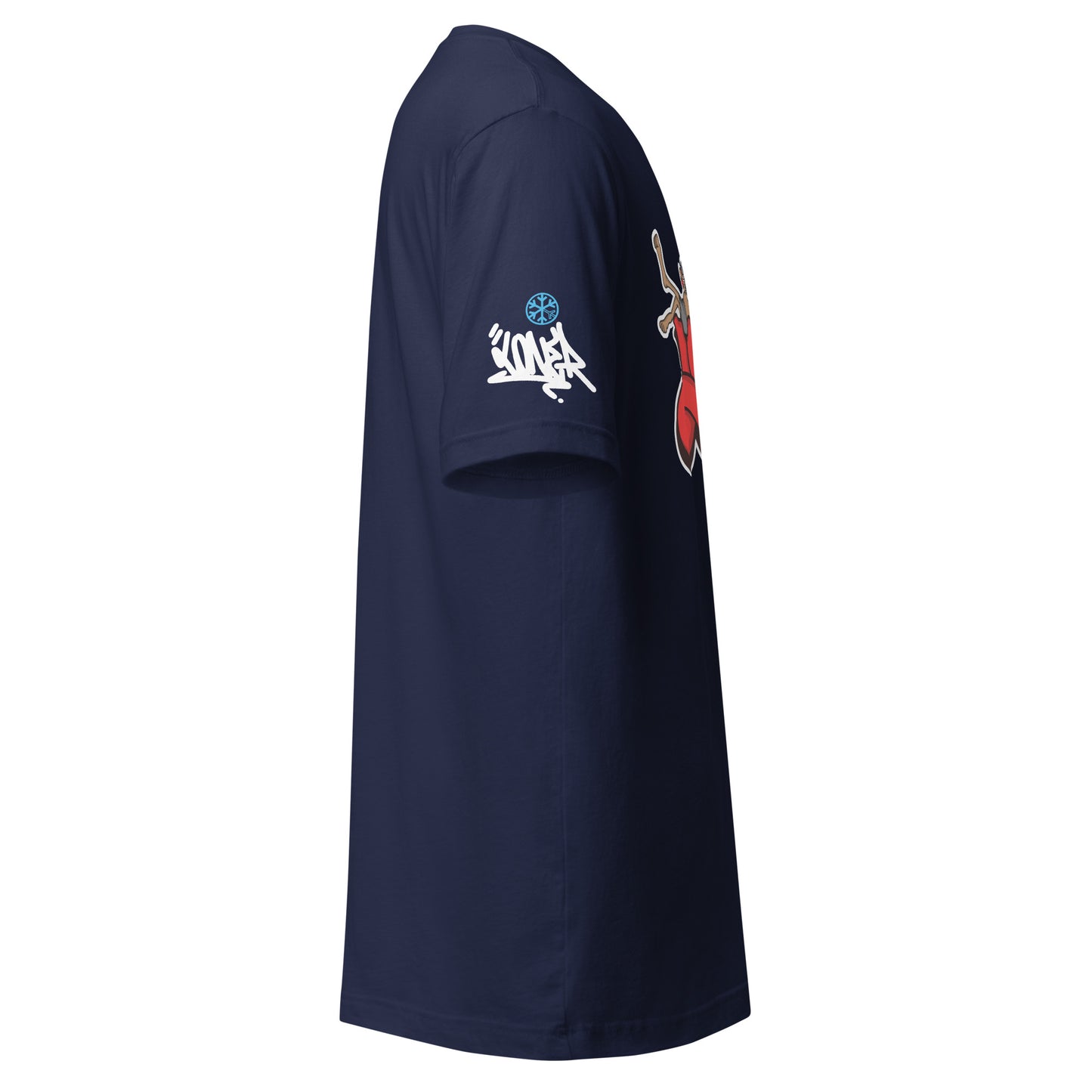 Navy-Loner Graffiti Piece Tee from B.Different Clothing, side view, graffiti-inspired streetwear t-shirt