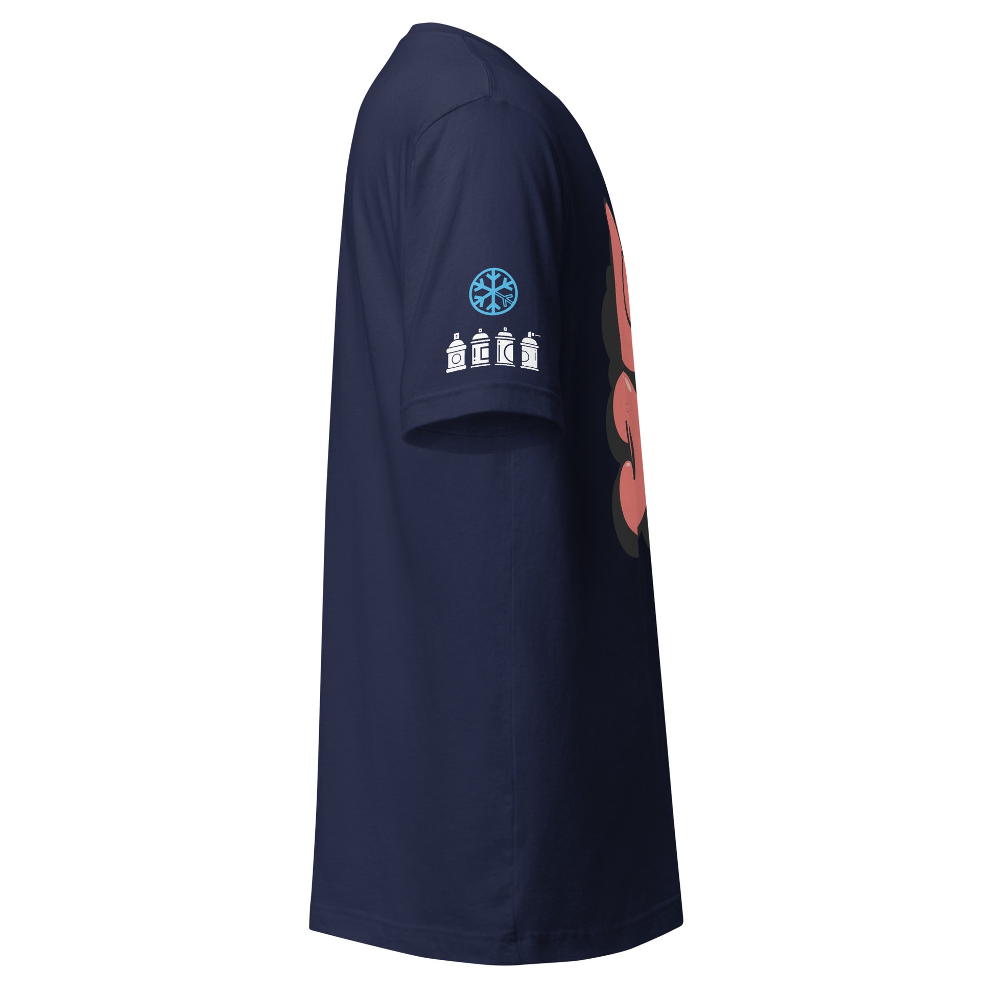 Navy-Get Down Graffiti Throw-up Tee from B.Different Clothing, sleeve graphic, graffiti-inspired streetwear t-shirt