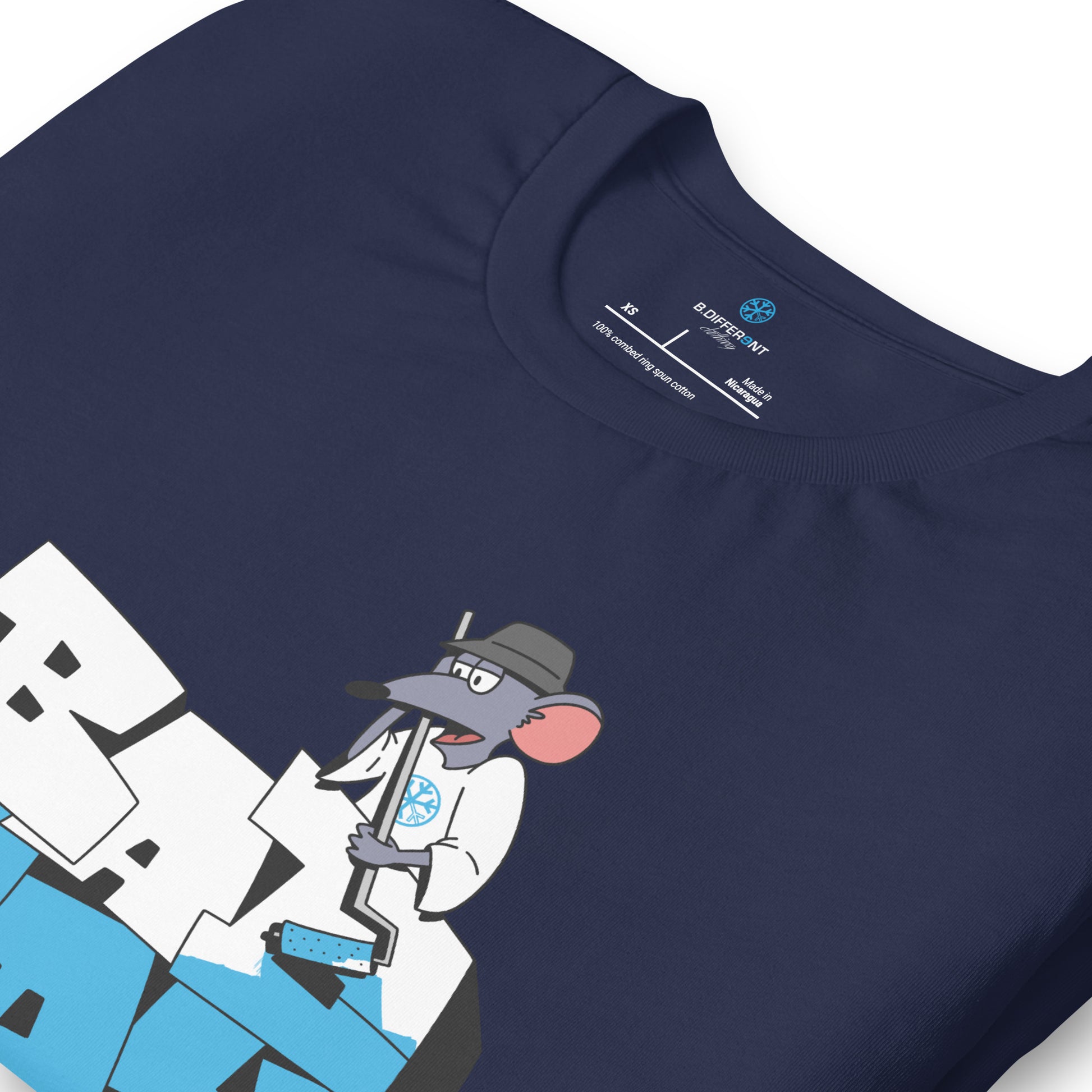 Navy-Bad Boy Graffiti Tee from B.Different Clothing, detail, graffiti-inspired streetwear t-shirt