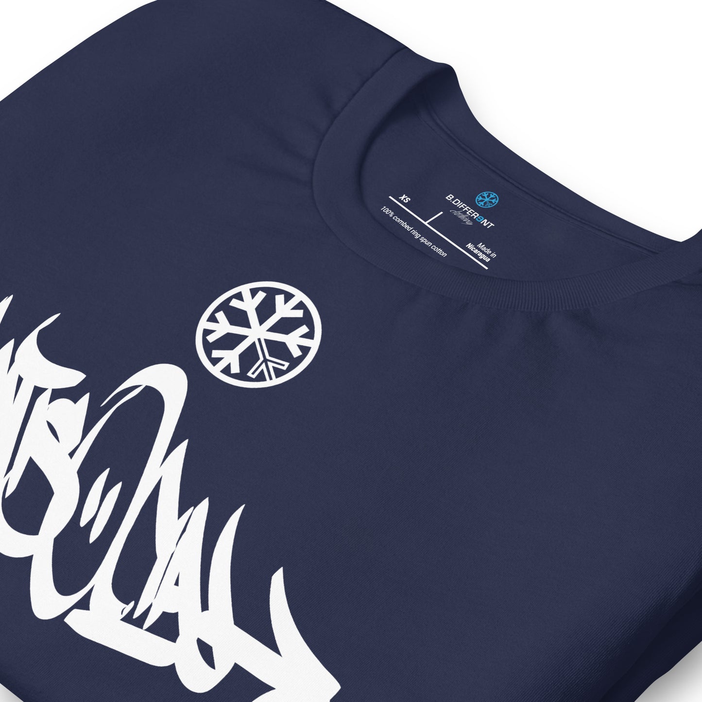 Navy-Antisocial Graffiti Tag Tee from B.Different Clothing, detail, graffiti-inspired streetwear t-shirt