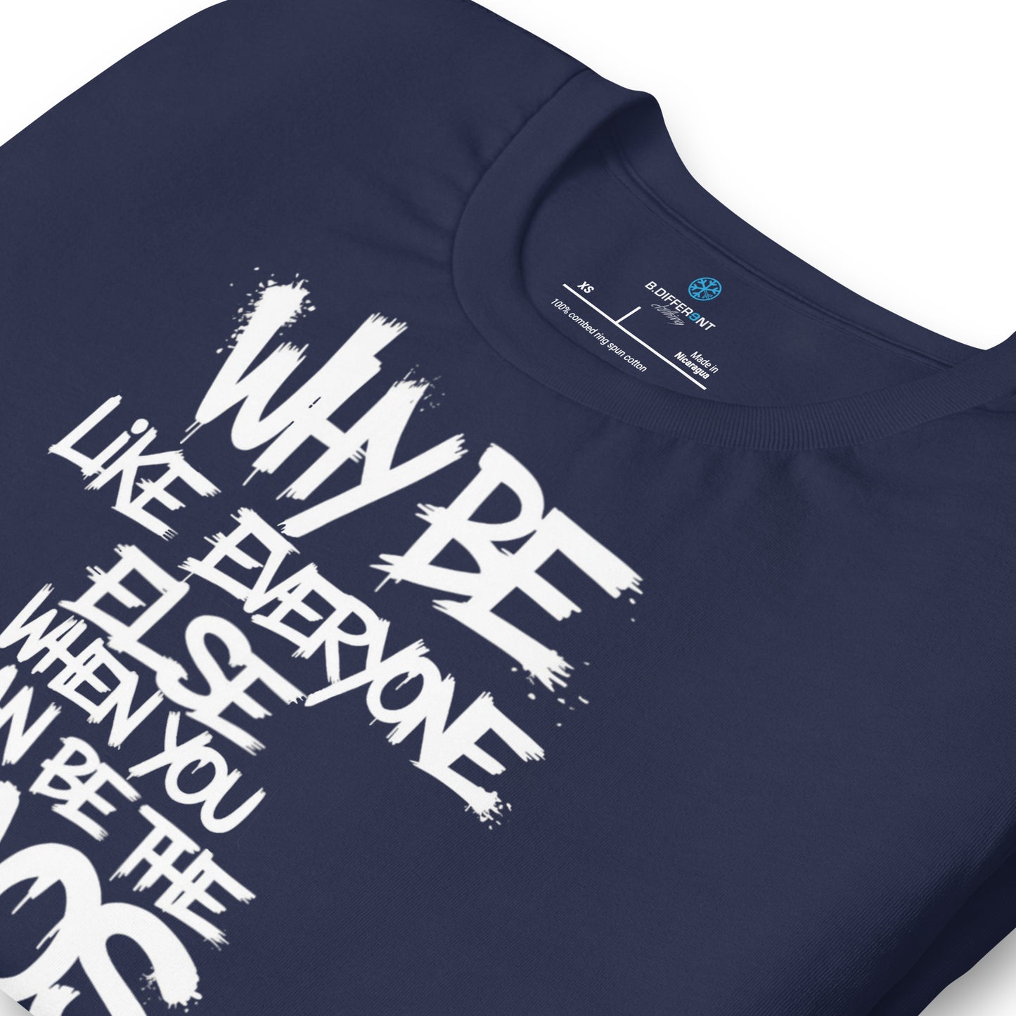 Navy-Chaos They Fear Graffiti Tag Tee from B.Different Clothing, detail, graffiti-inspired streetwear t-shirt