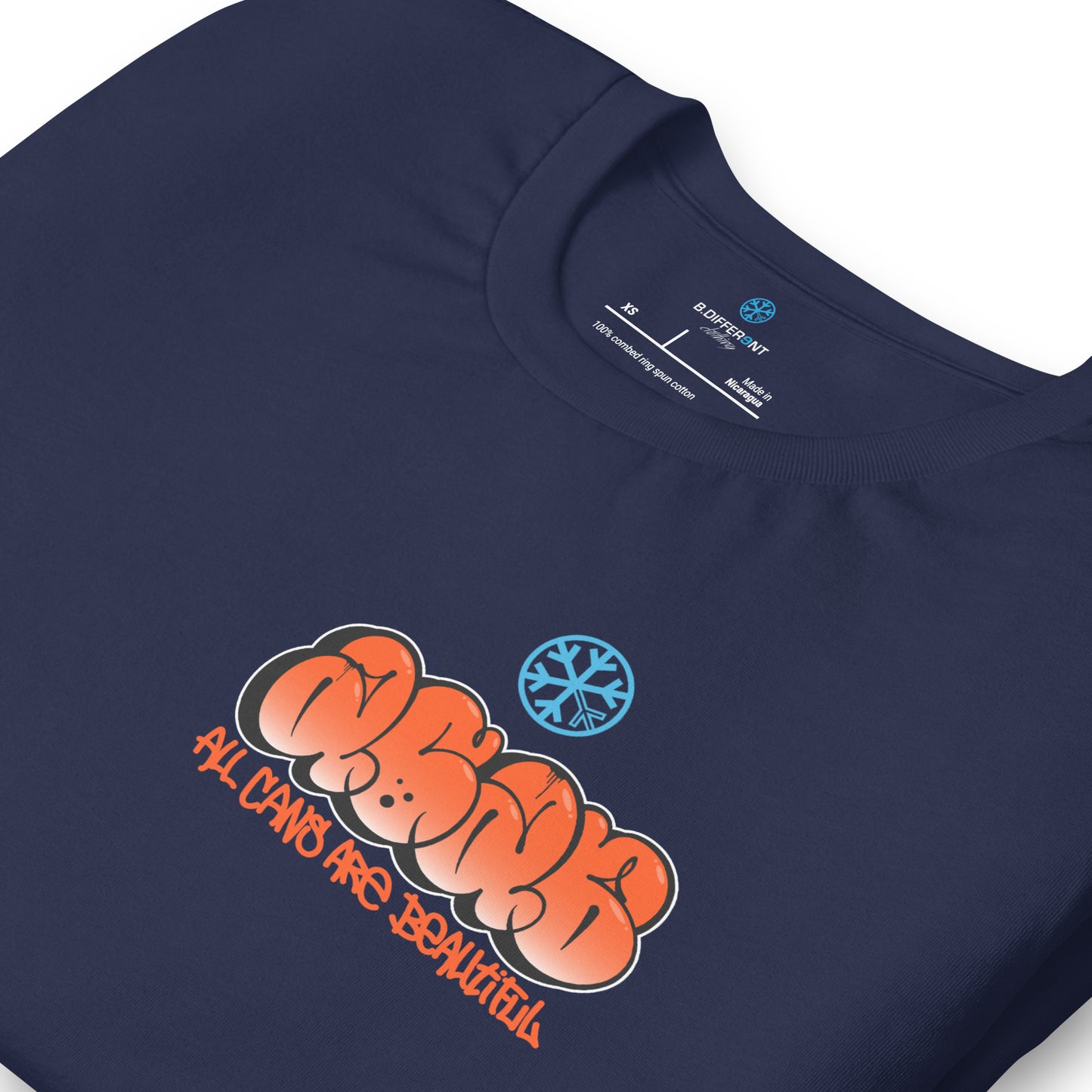 Navy-ACAB Girl Graffiti Tee from B.Different Clothing, detail, graffiti-inspired streetwear